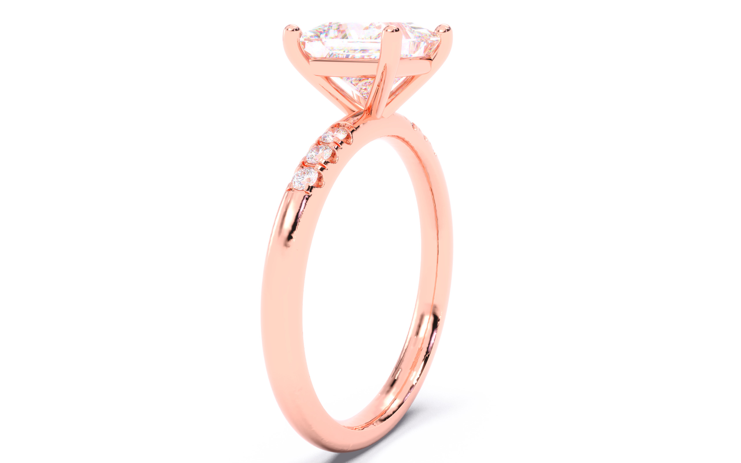 Princess Diamond Pave Setting Solitaire Ring  3D print model_20