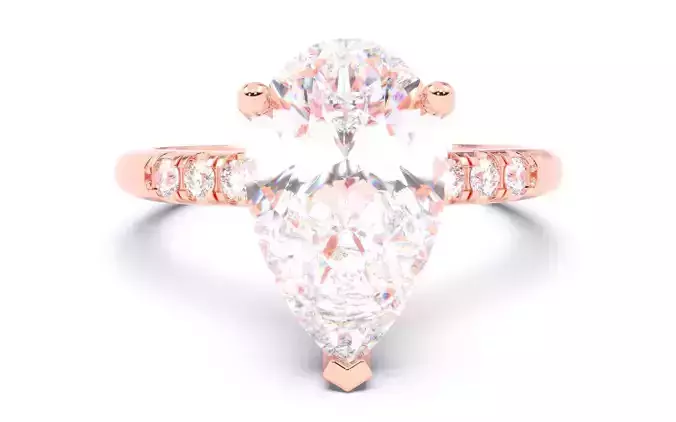 Pear Diamond Pave Setting Solitaire Ring  3D print model
