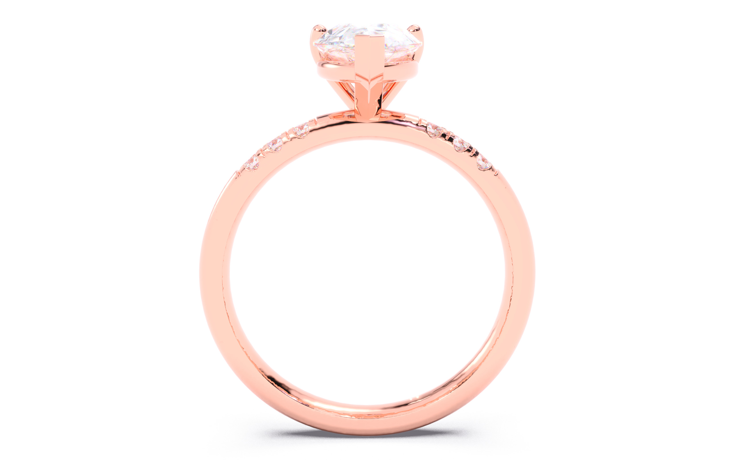 Pear Diamond Pave Setting Solitaire Ring 3D print model_9