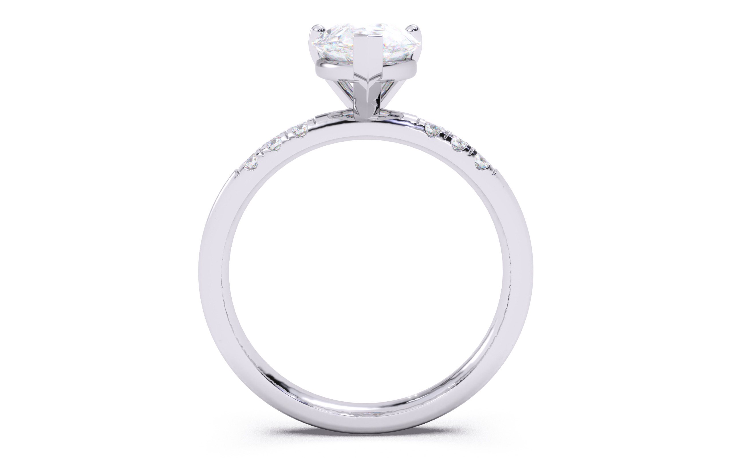 Pear Diamond Pave Setting Solitaire Ring 3D print model_7