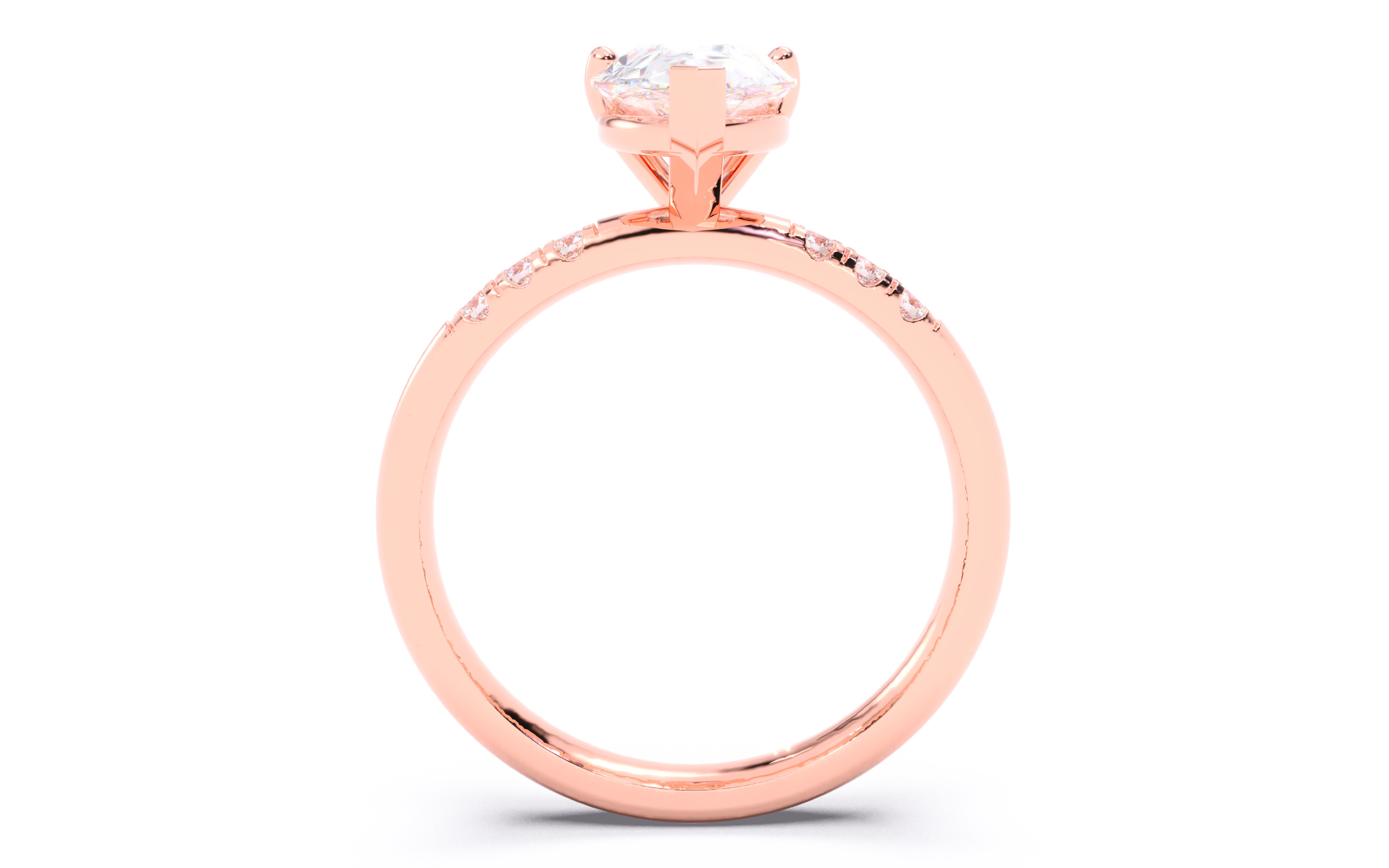 Pear Diamond Pave Setting Solitaire Ring 3D print model_10