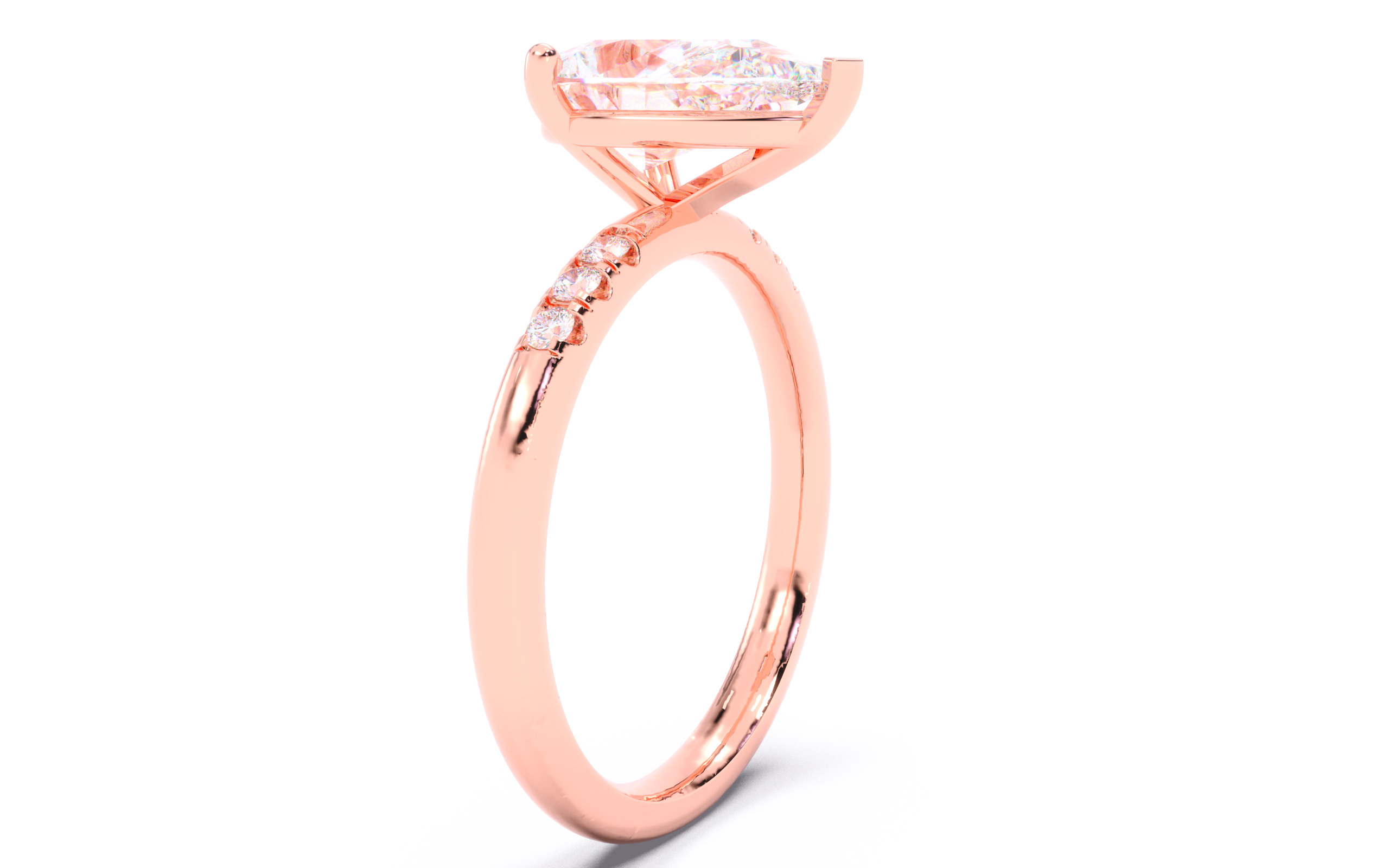 Pear Diamond Pave Setting Solitaire Ring 3D print model_20