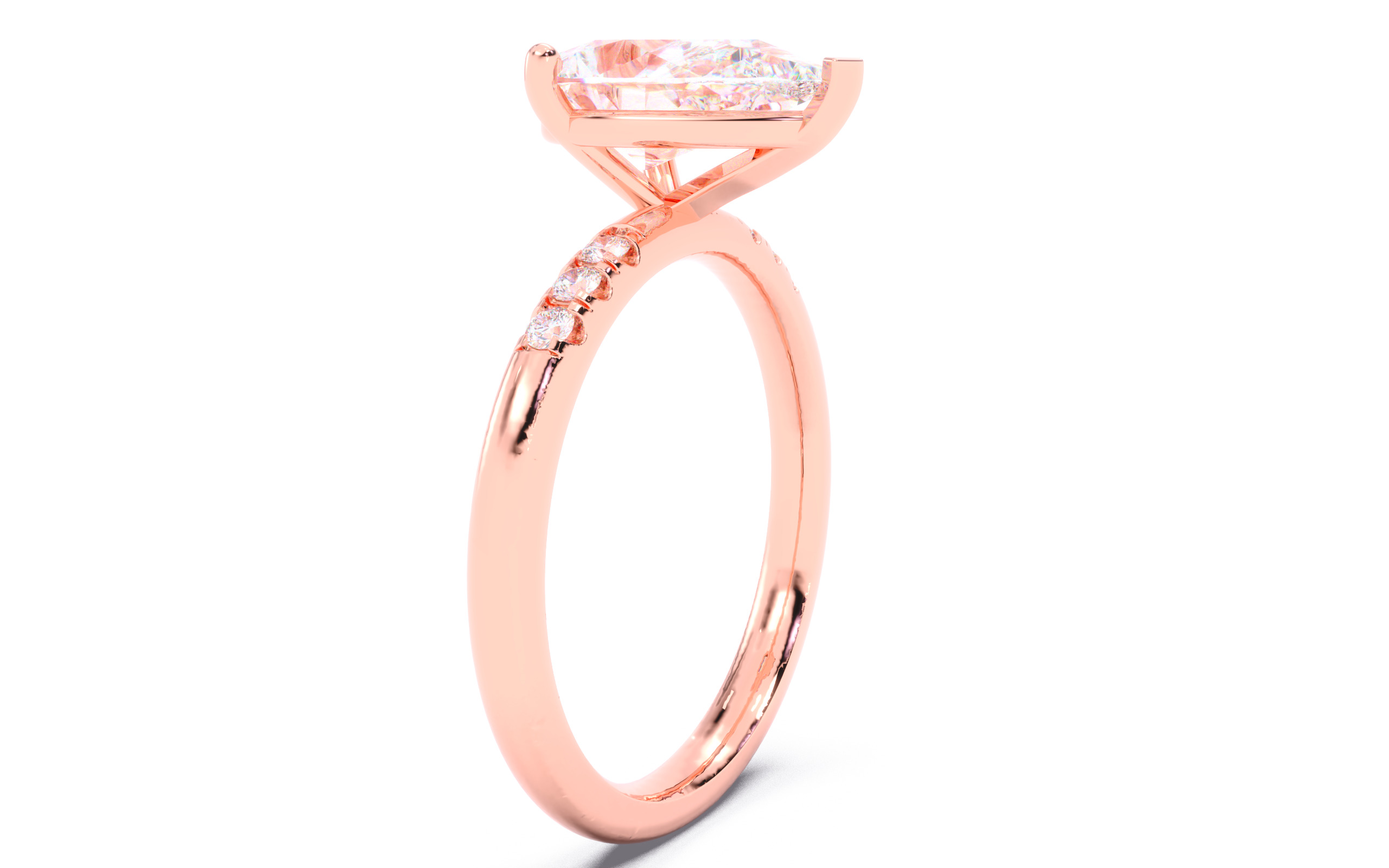 Pear Diamond Pave Setting Solitaire Ring 3D print model_19