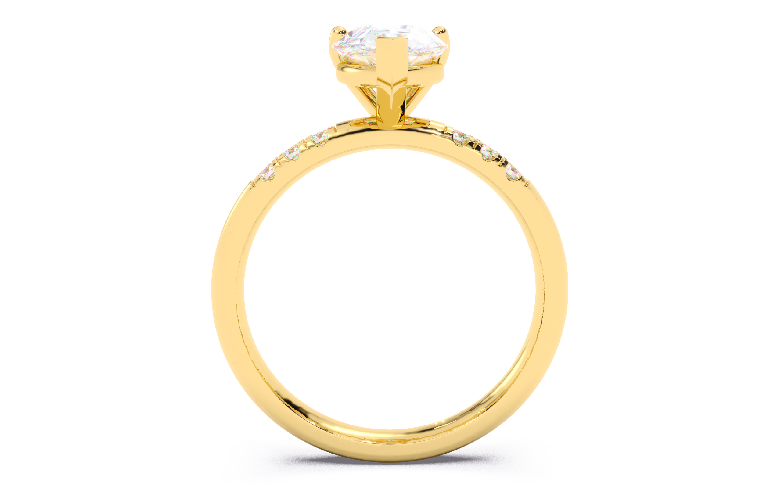 Pear Diamond Pave Setting Solitaire Ring 3D print model_5