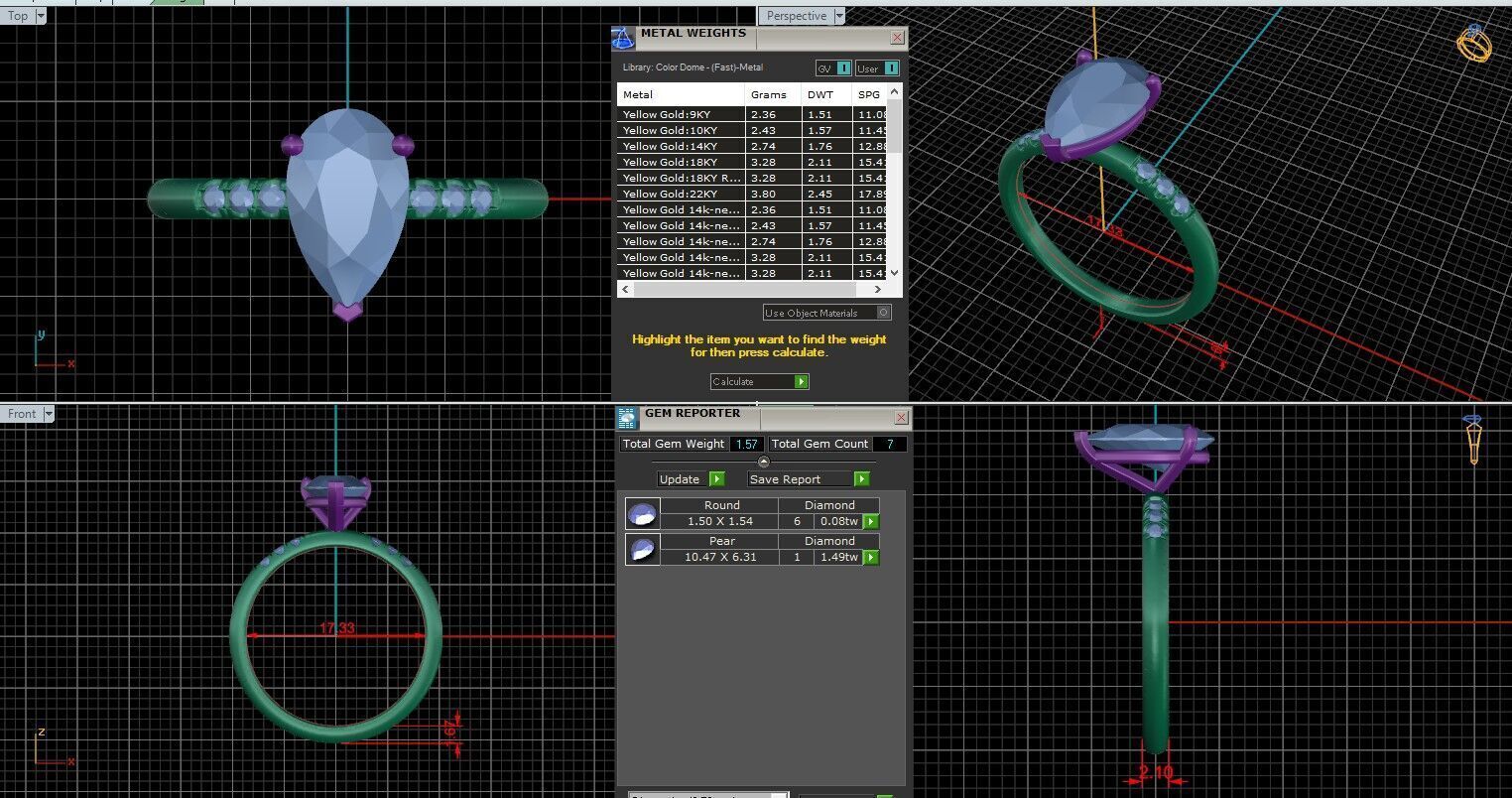 Pear Diamond Pave Setting Solitaire Ring 3D print model_25