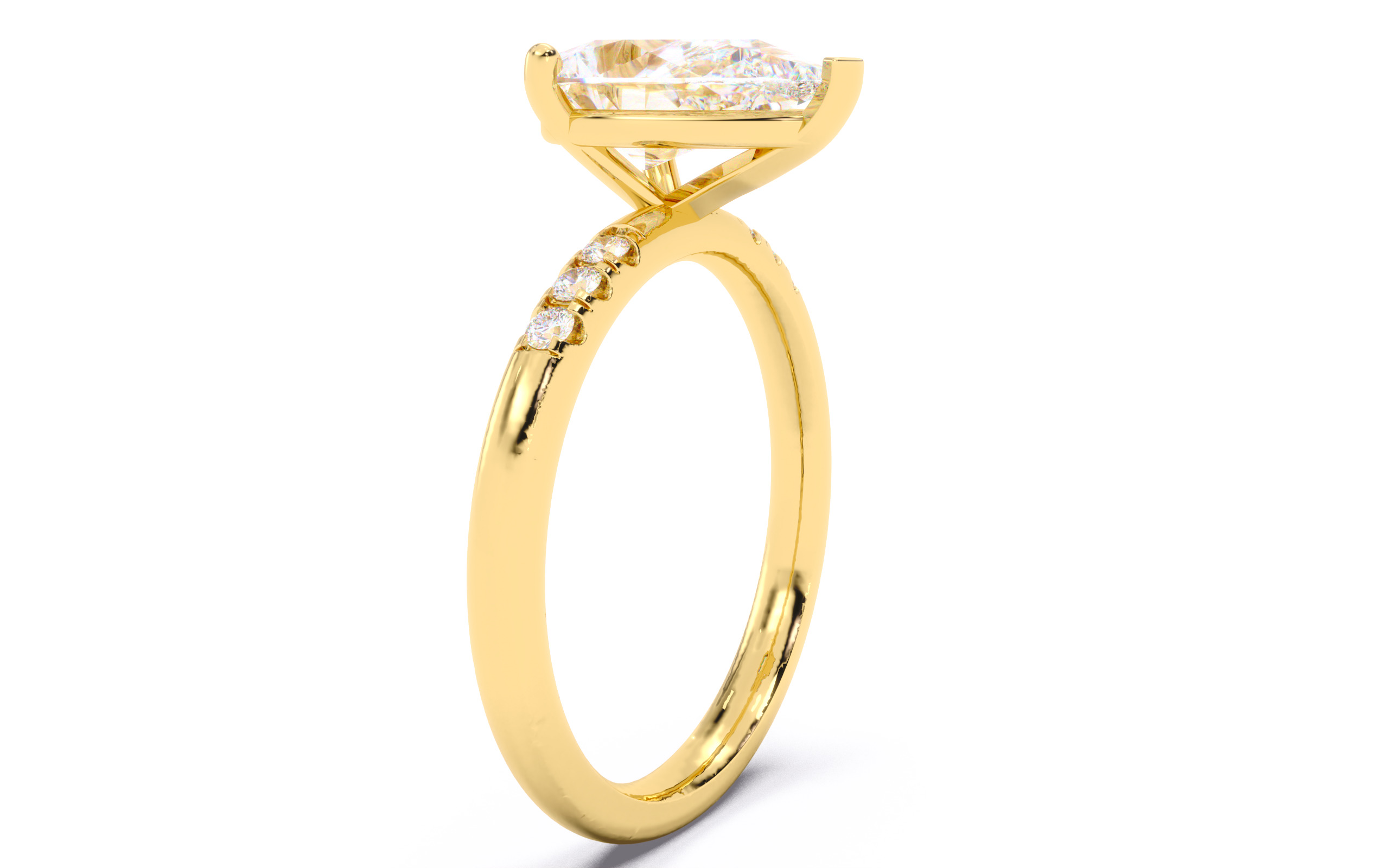 Pear Diamond Pave Setting Solitaire Ring 3D print model_17