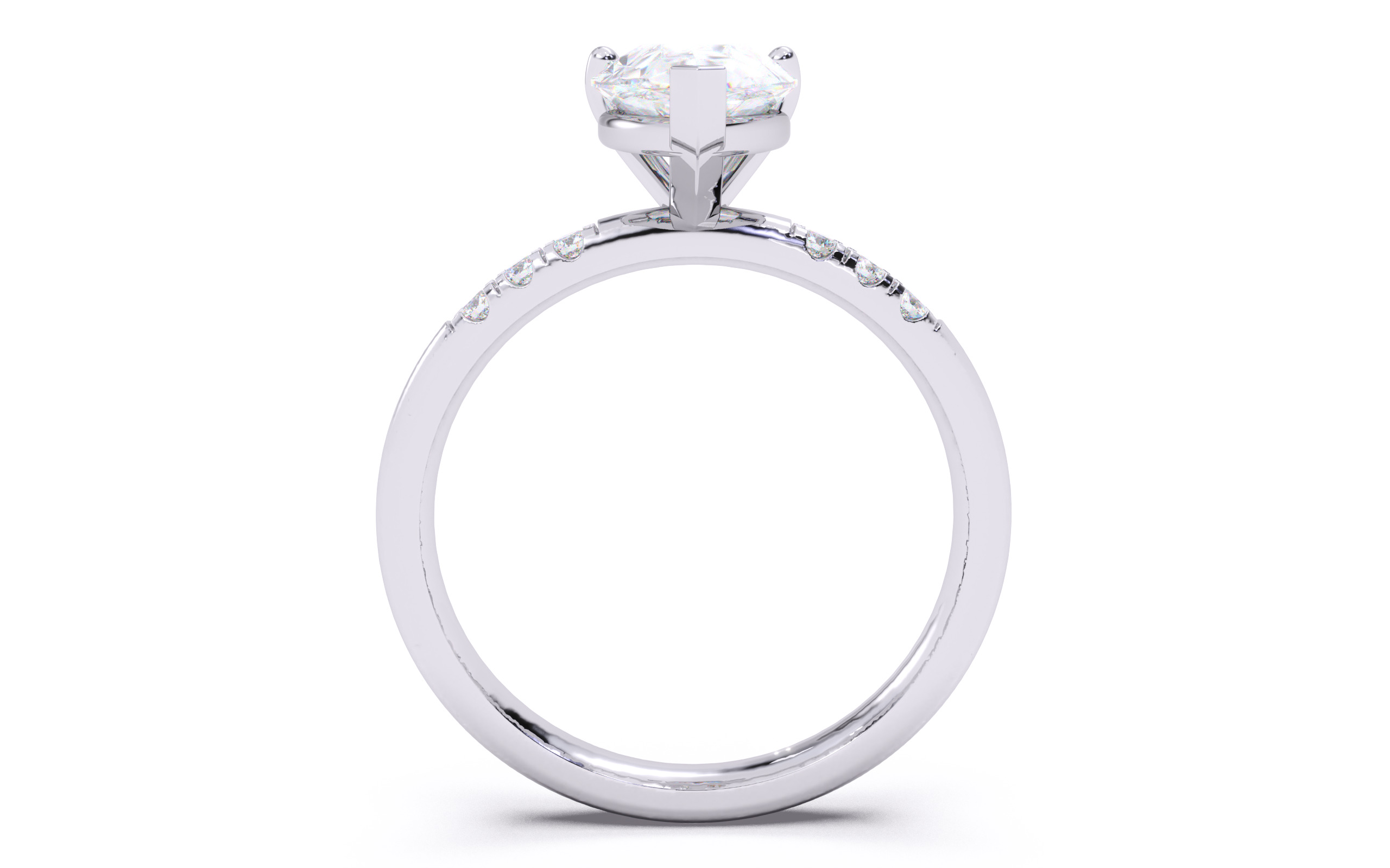 Pear Diamond Pave Setting Solitaire Ring 3D print model_8