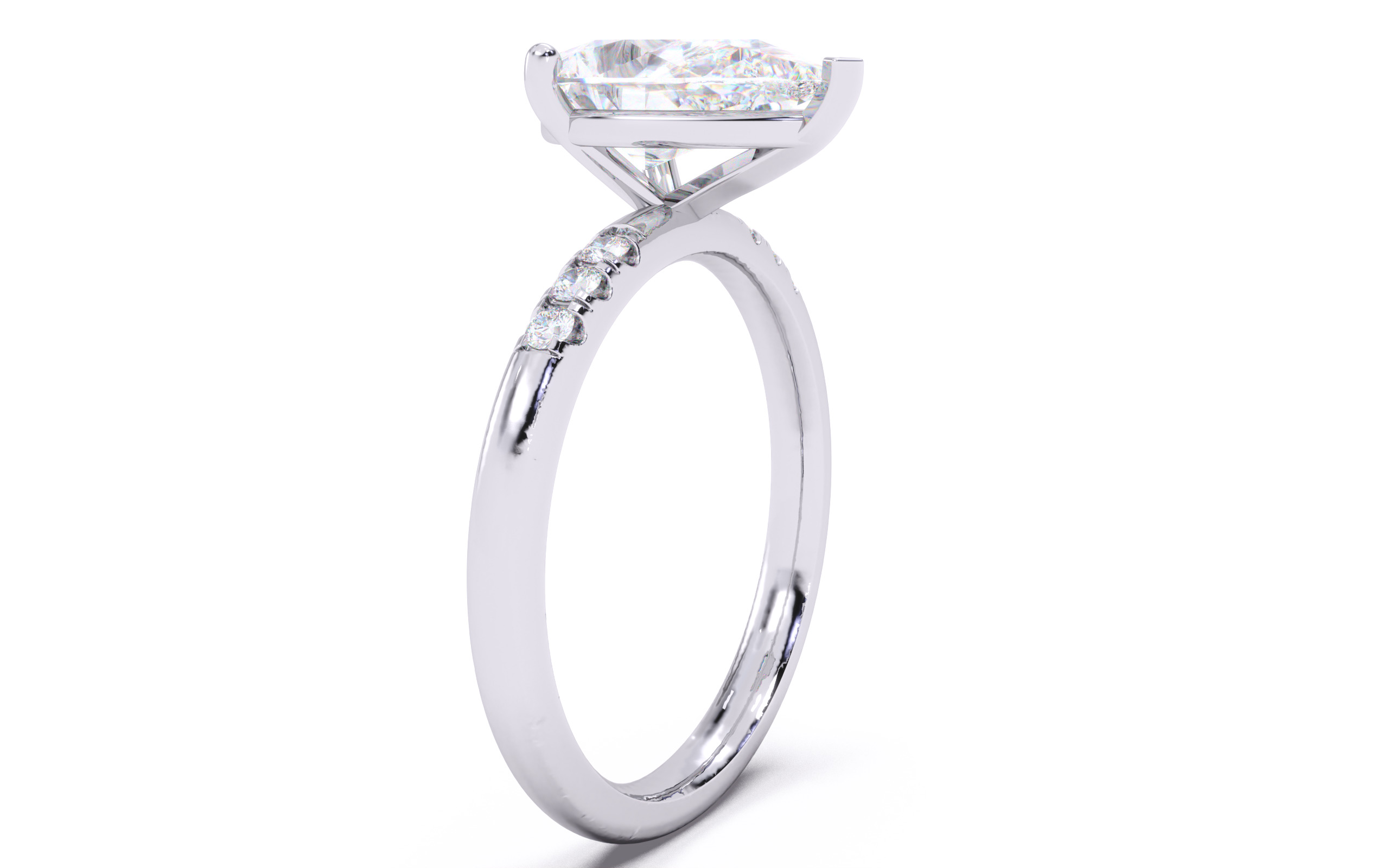 Pear Diamond Pave Setting Solitaire Ring 3D print model_18