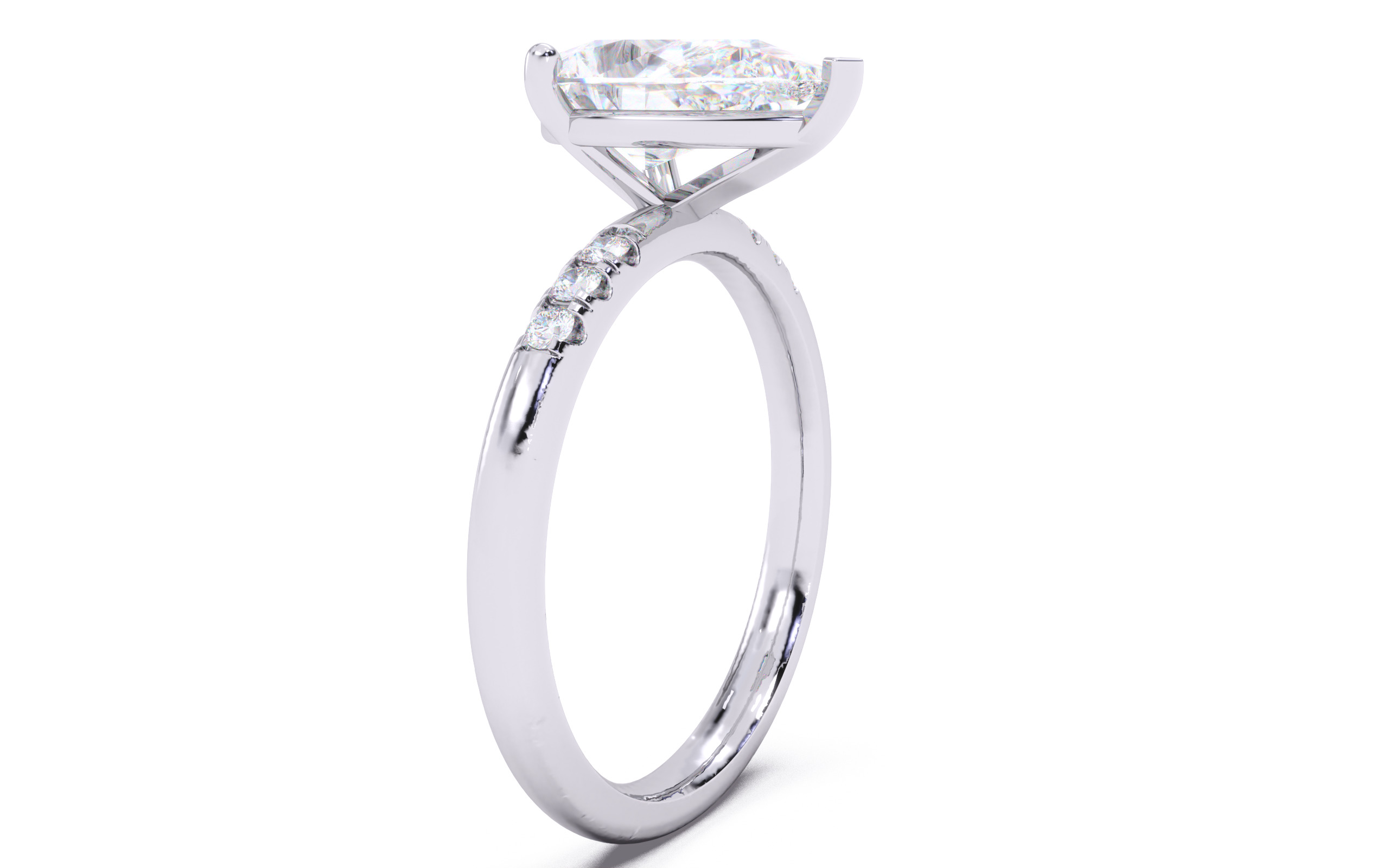 Pear Diamond Pave Setting Solitaire Ring 3D print model_12