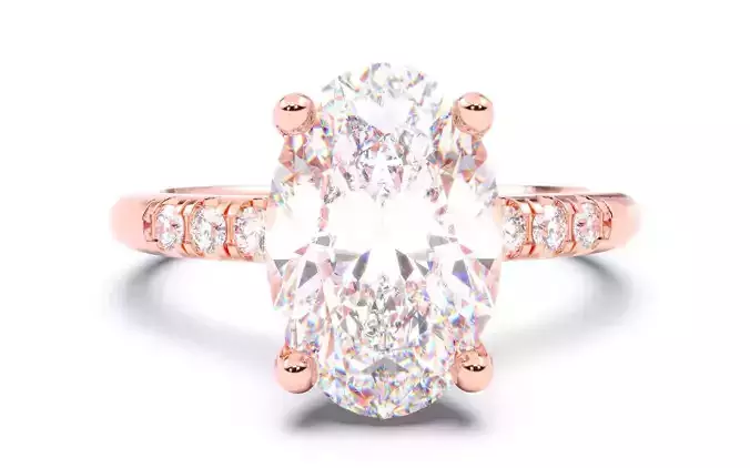 Oval Diamond Pave Setting Solitaire Ring  3D print model