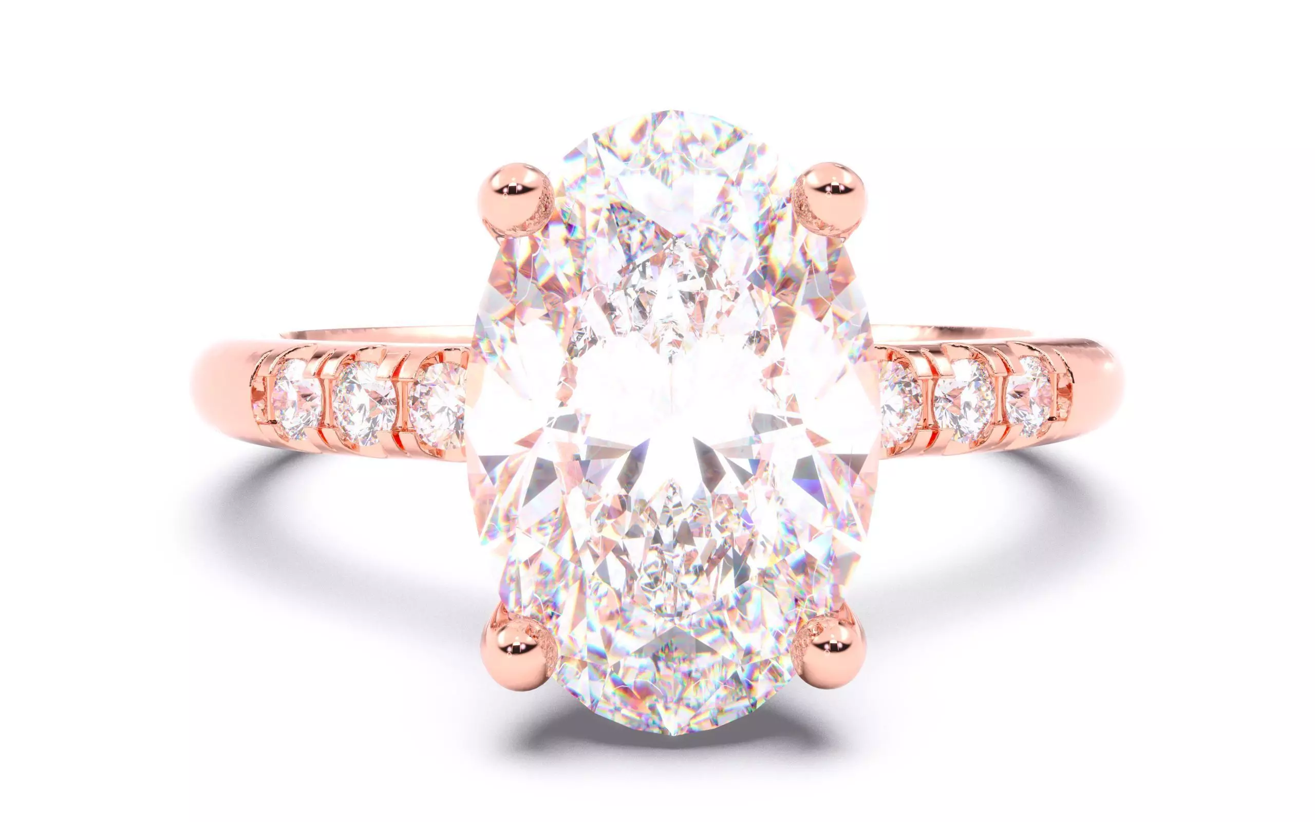 Oval Diamond Pave Setting Solitaire Ring  3D print model_0