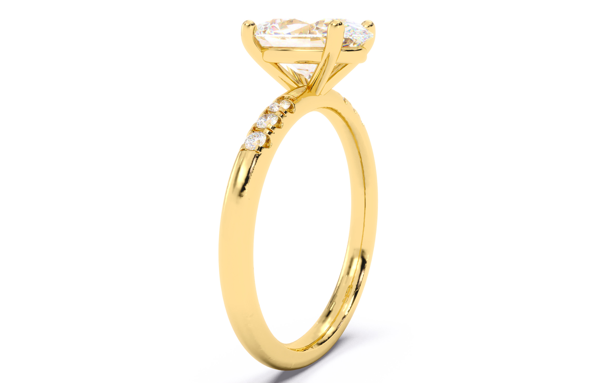 Oval Diamond Pave Setting Solitaire Ring  3D print model_17