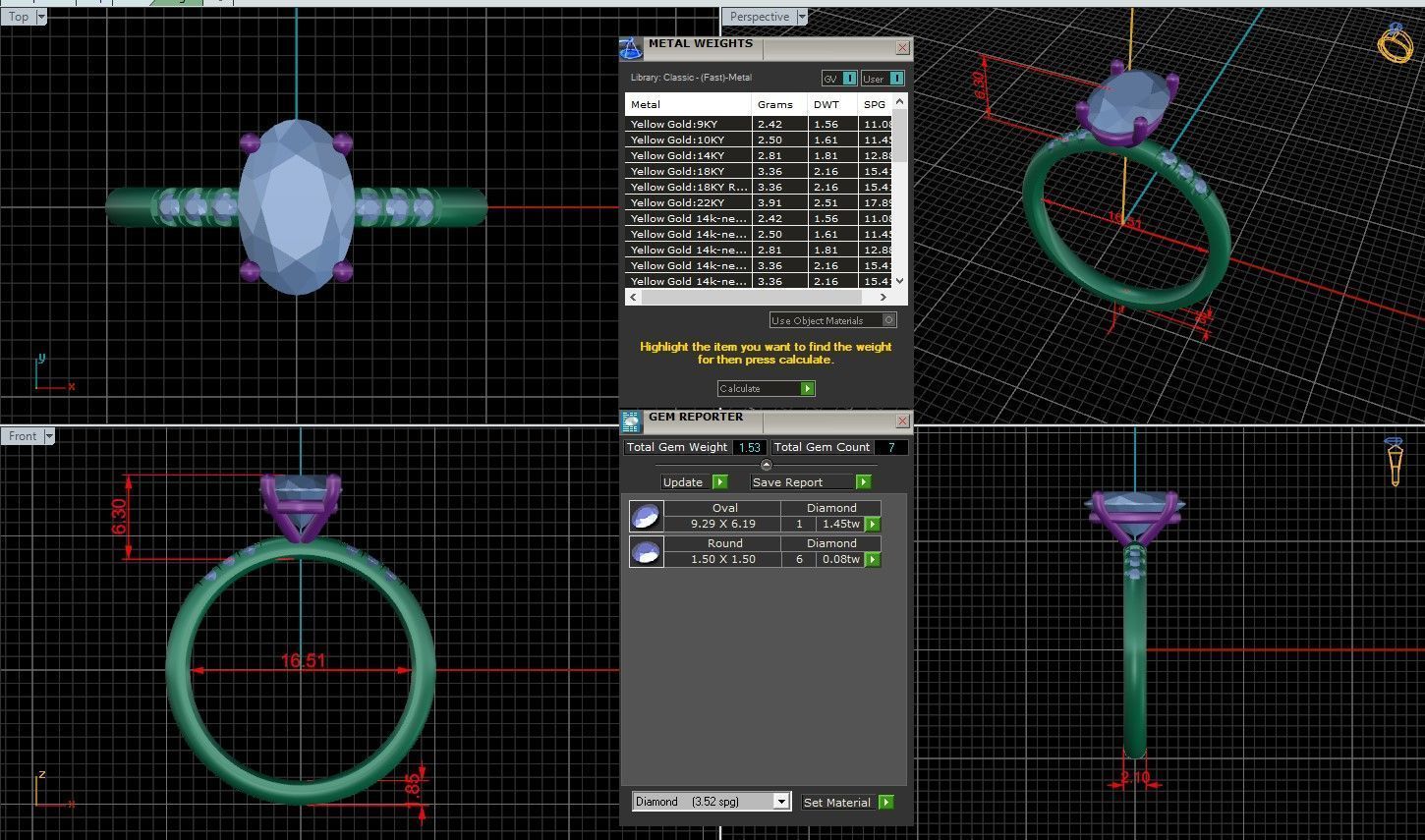 Oval Diamond Pave Setting Solitaire Ring  3D print model_1