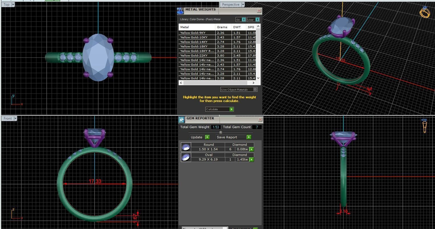 Oval Diamond Pave Setting Solitaire Ring  3D print model_25