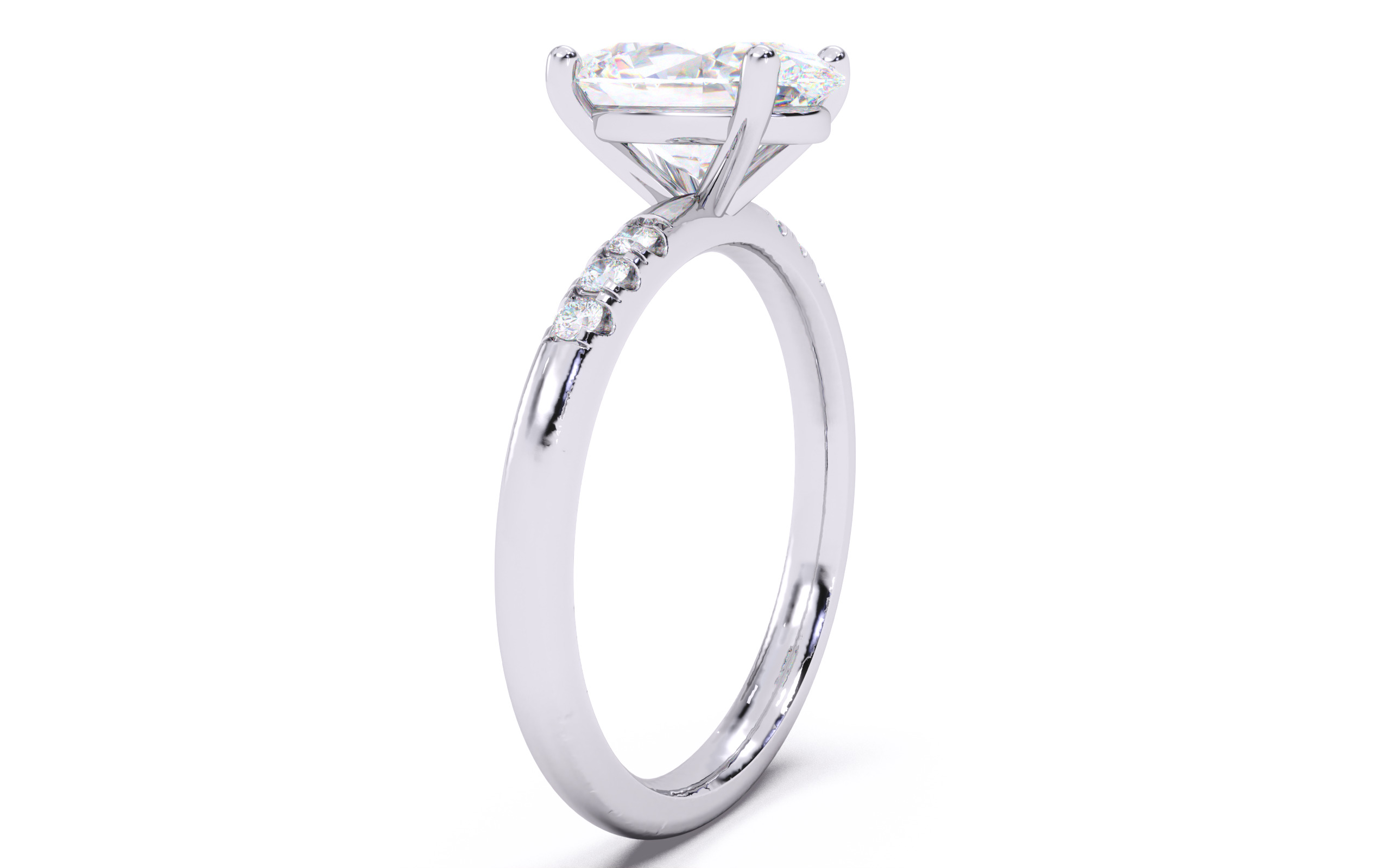 Oval Diamond Pave Setting Solitaire Ring  3D print model_18