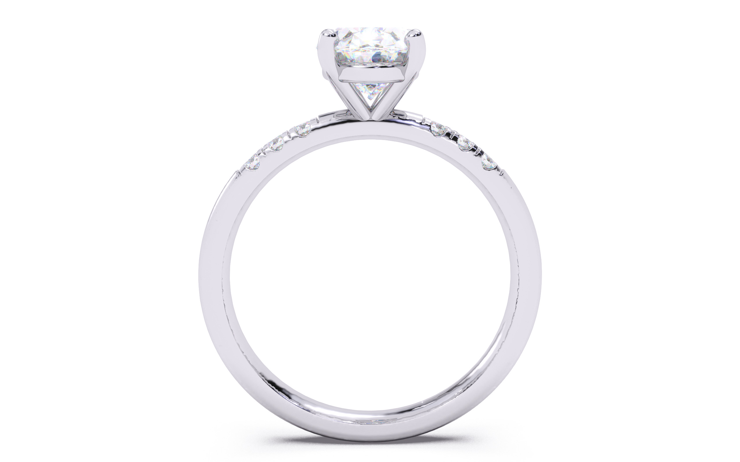 Oval Diamond Pave Setting Solitaire Ring  3D print model_7