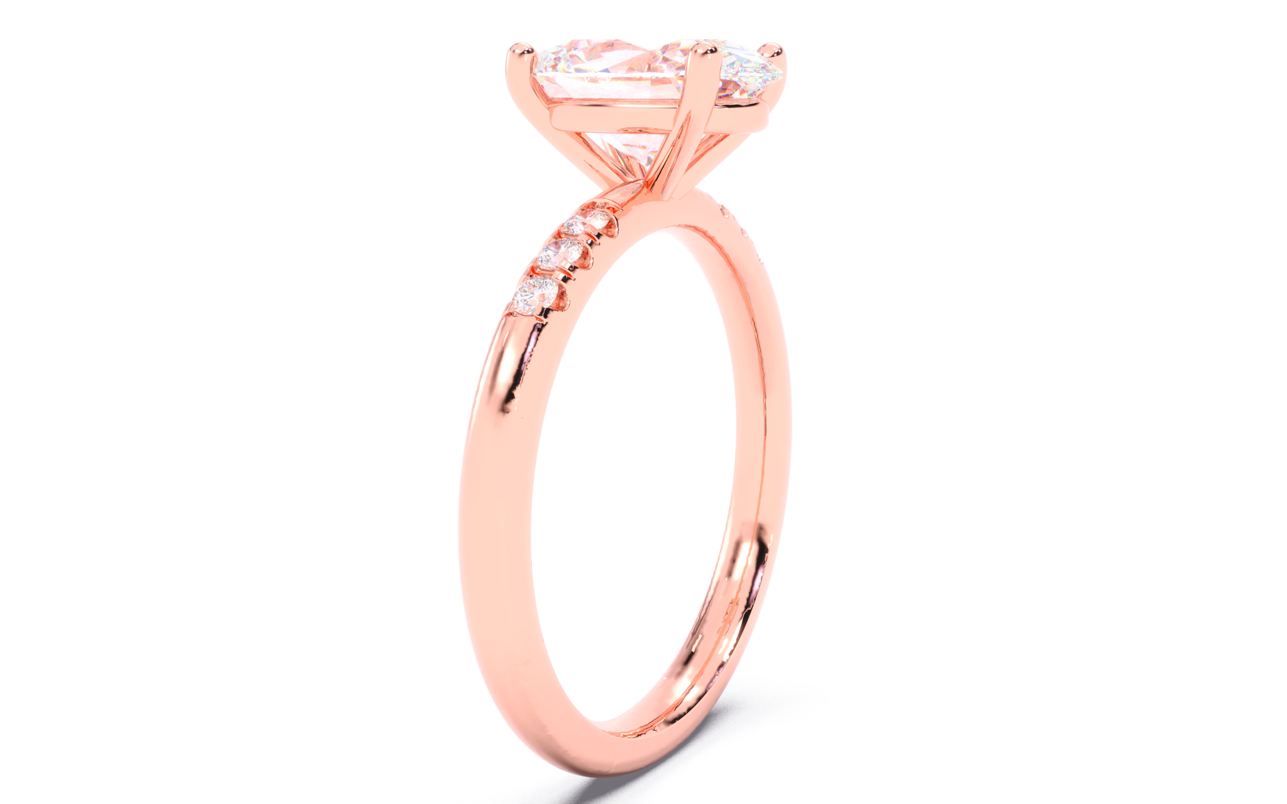 Oval Diamond Pave Setting Solitaire Ring  3D print model_19