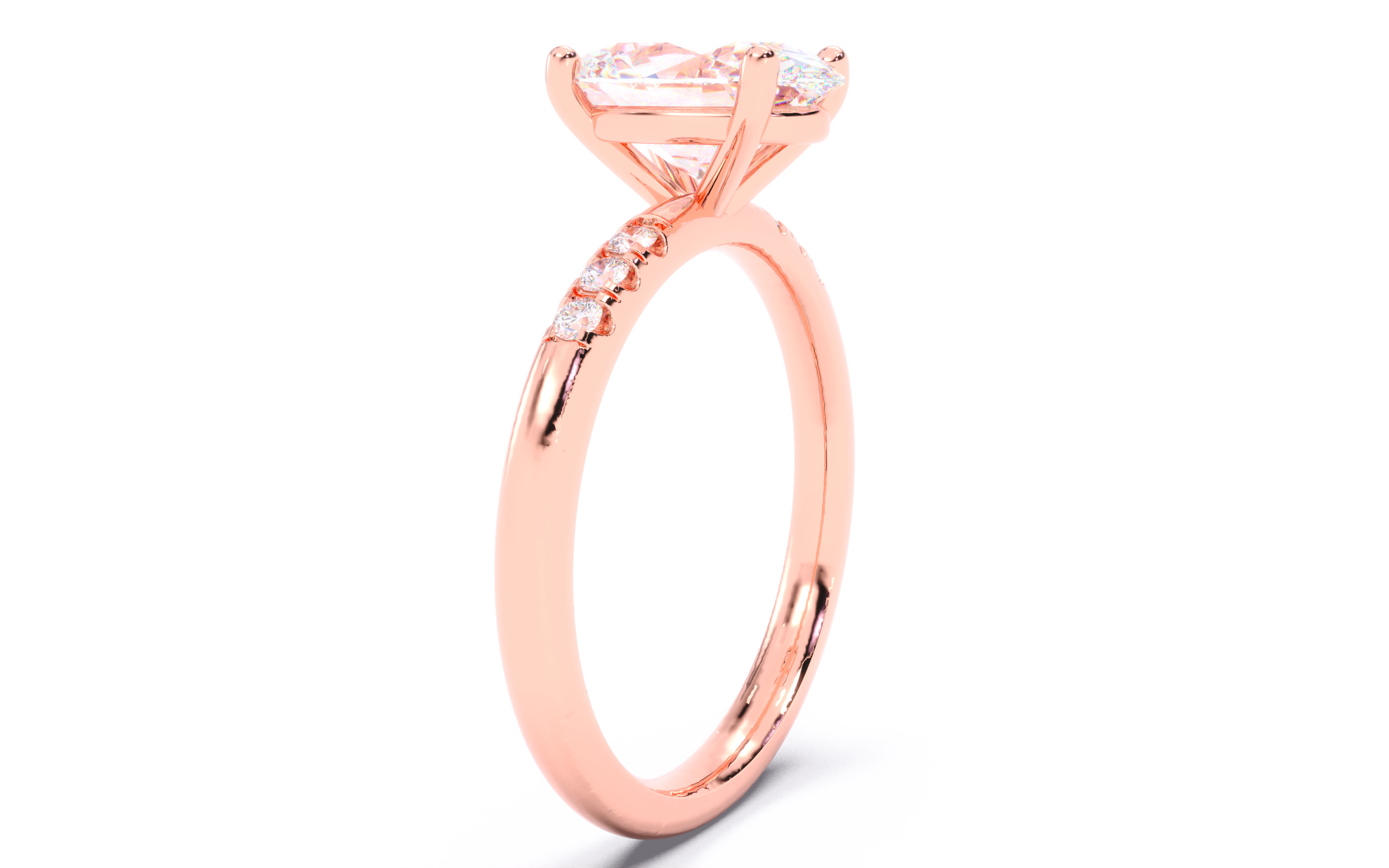 Oval Diamond Pave Setting Solitaire Ring  3D print model_20