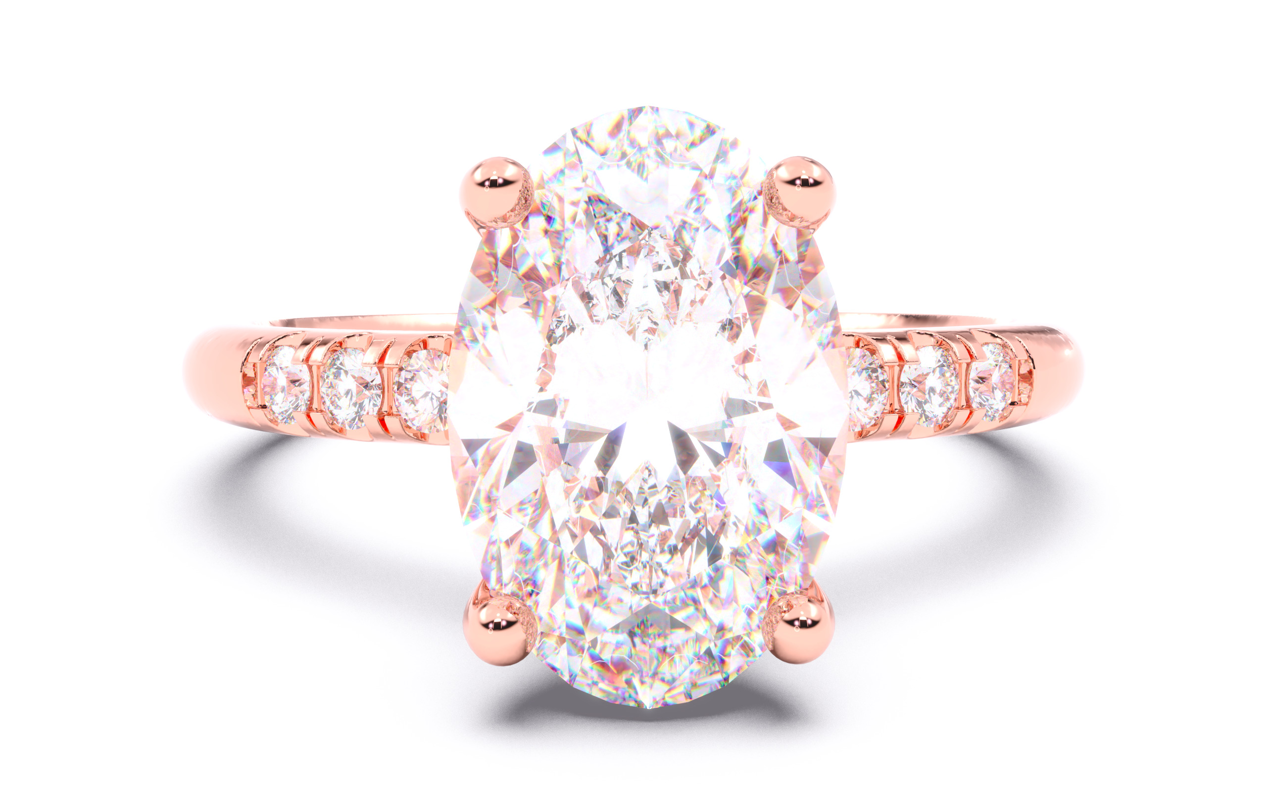 Oval Diamond Pave Setting Solitaire Ring  3D print model_11