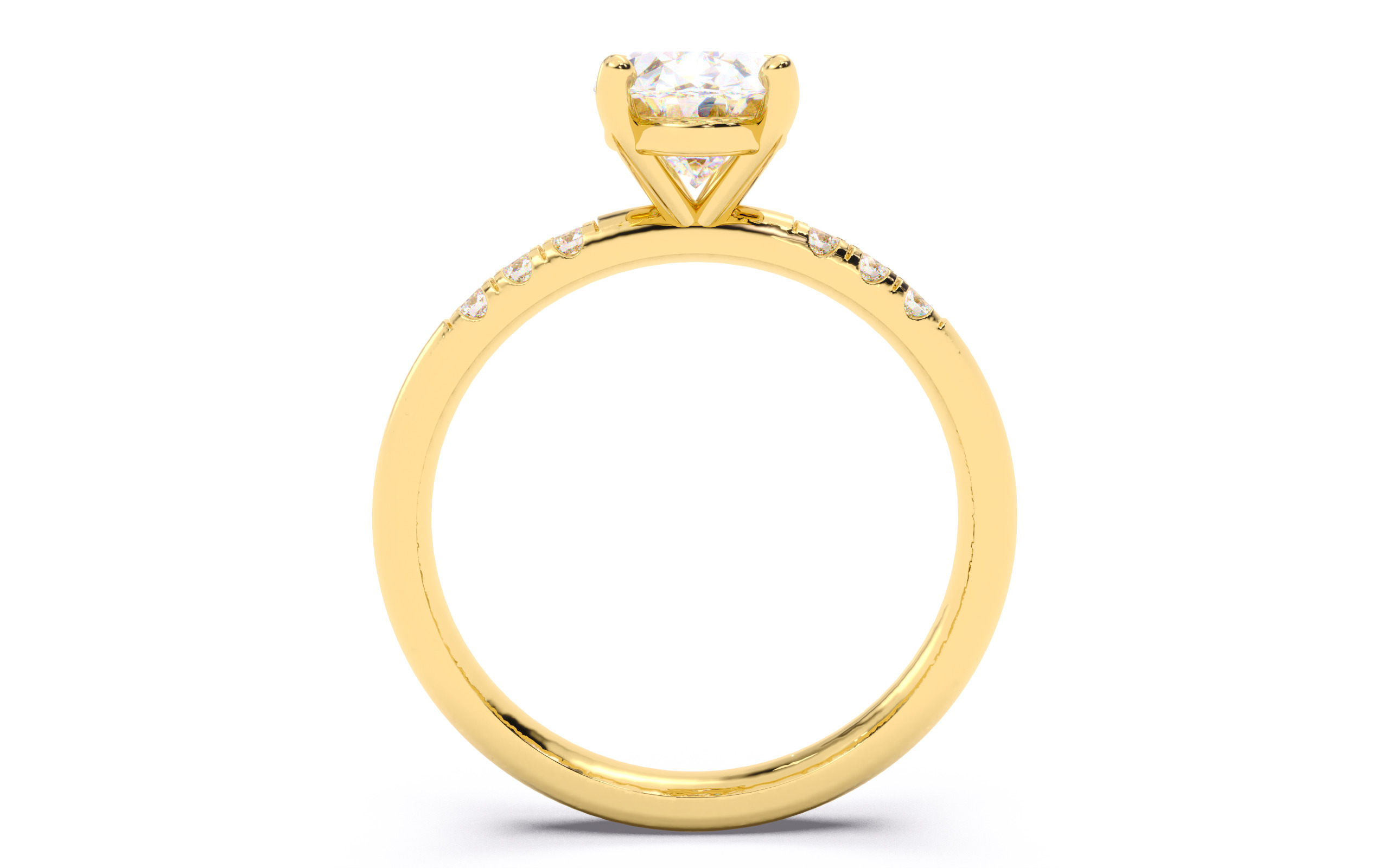 Oval Diamond Pave Setting Solitaire Ring  3D print model_6