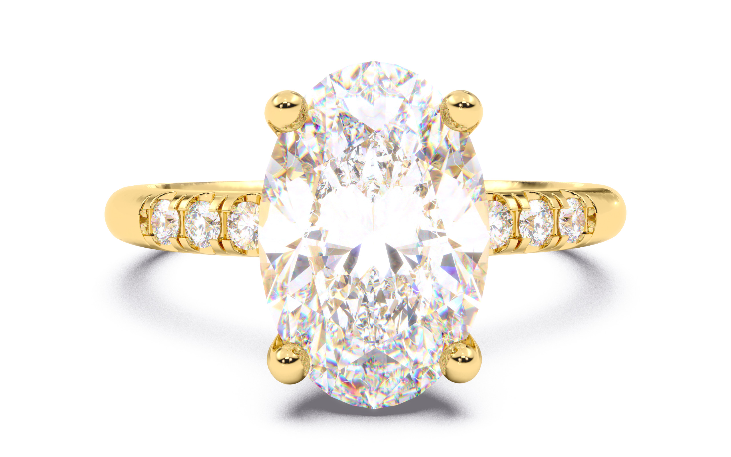 Oval Diamond Pave Setting Solitaire Ring  3D print model_15