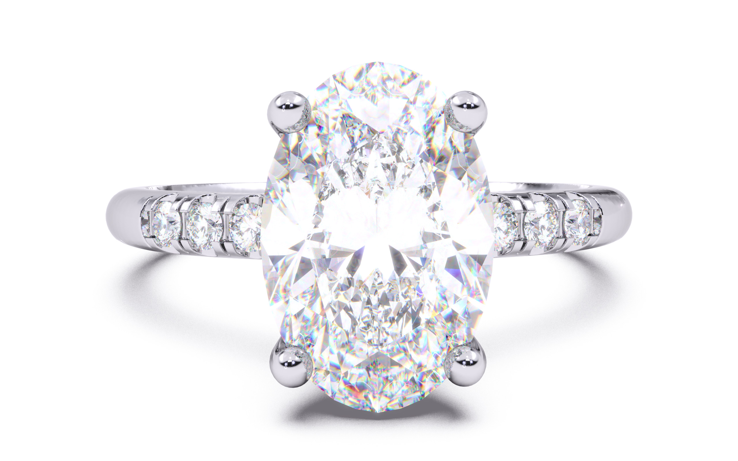 Oval Diamond Pave Setting Solitaire Ring  3D print model_13