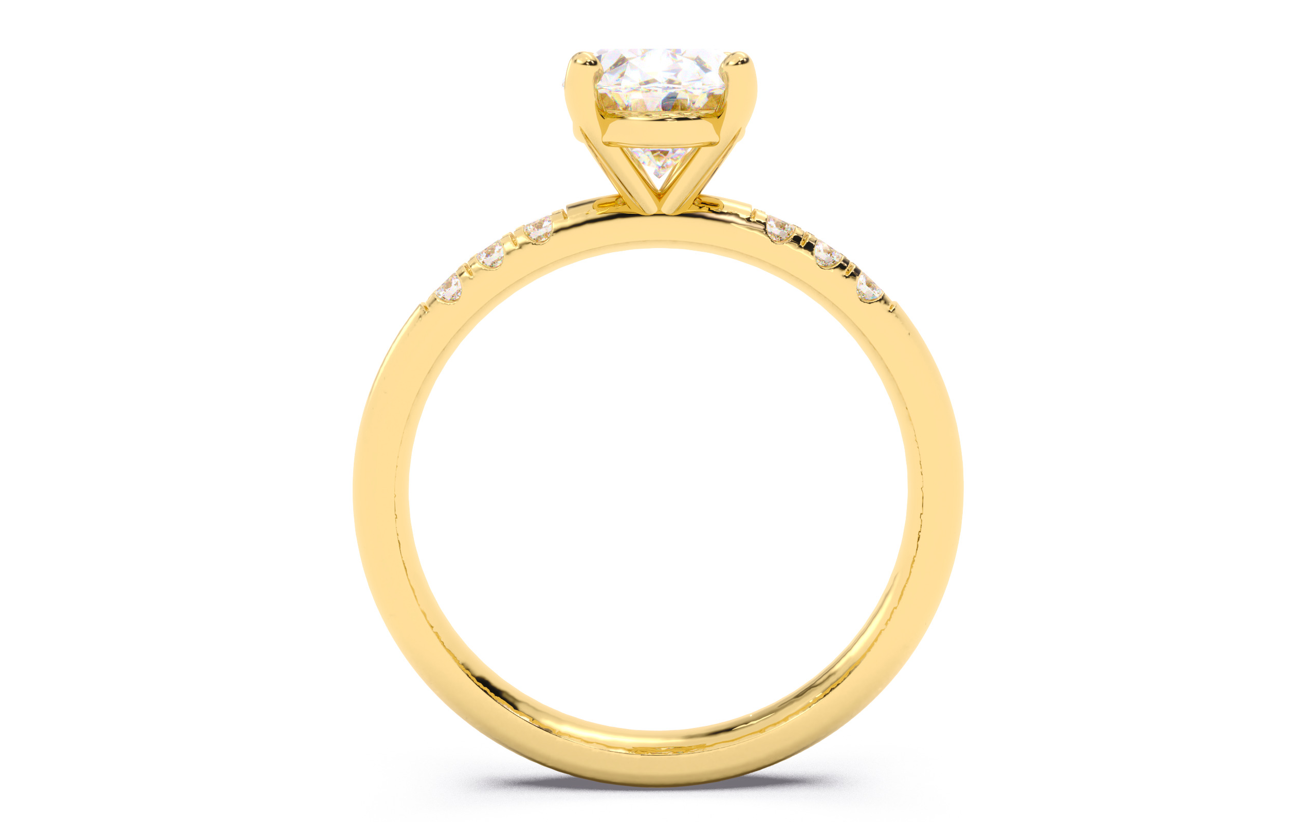 Oval Diamond Pave Setting Solitaire Ring  3D print model_5