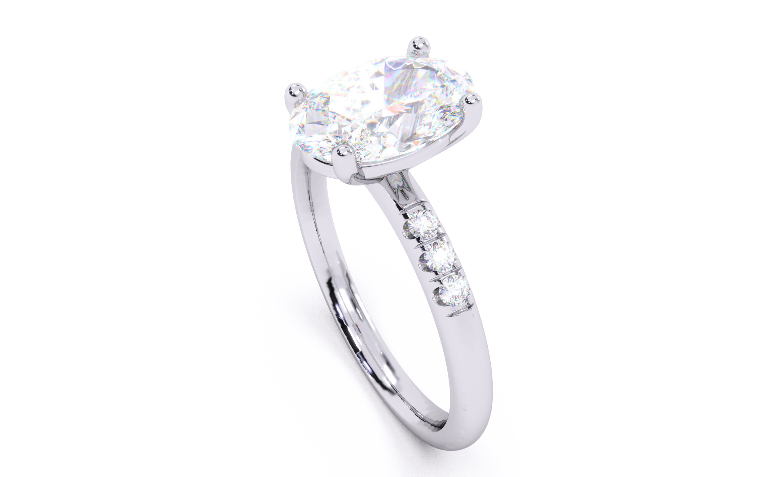 Oval Diamond Pave Setting Solitaire Ring  3D print model_24