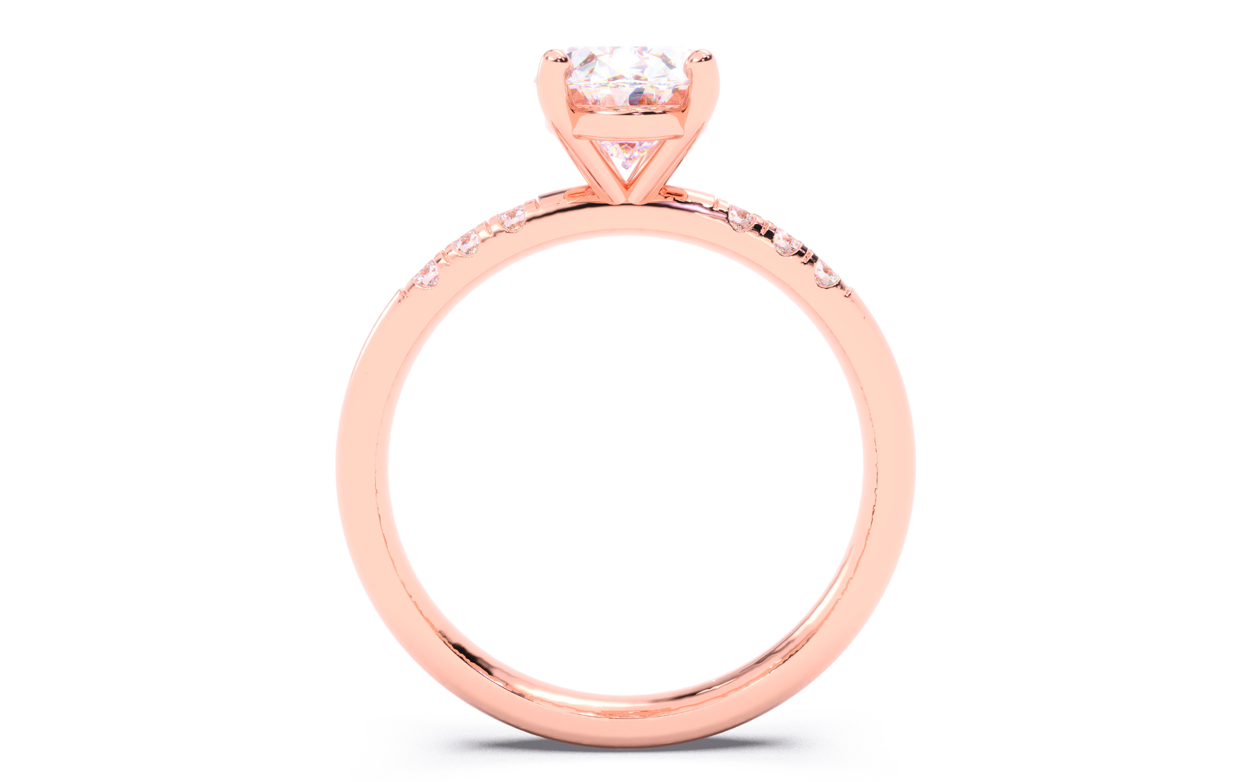 Oval Diamond Pave Setting Solitaire Ring  3D print model_9