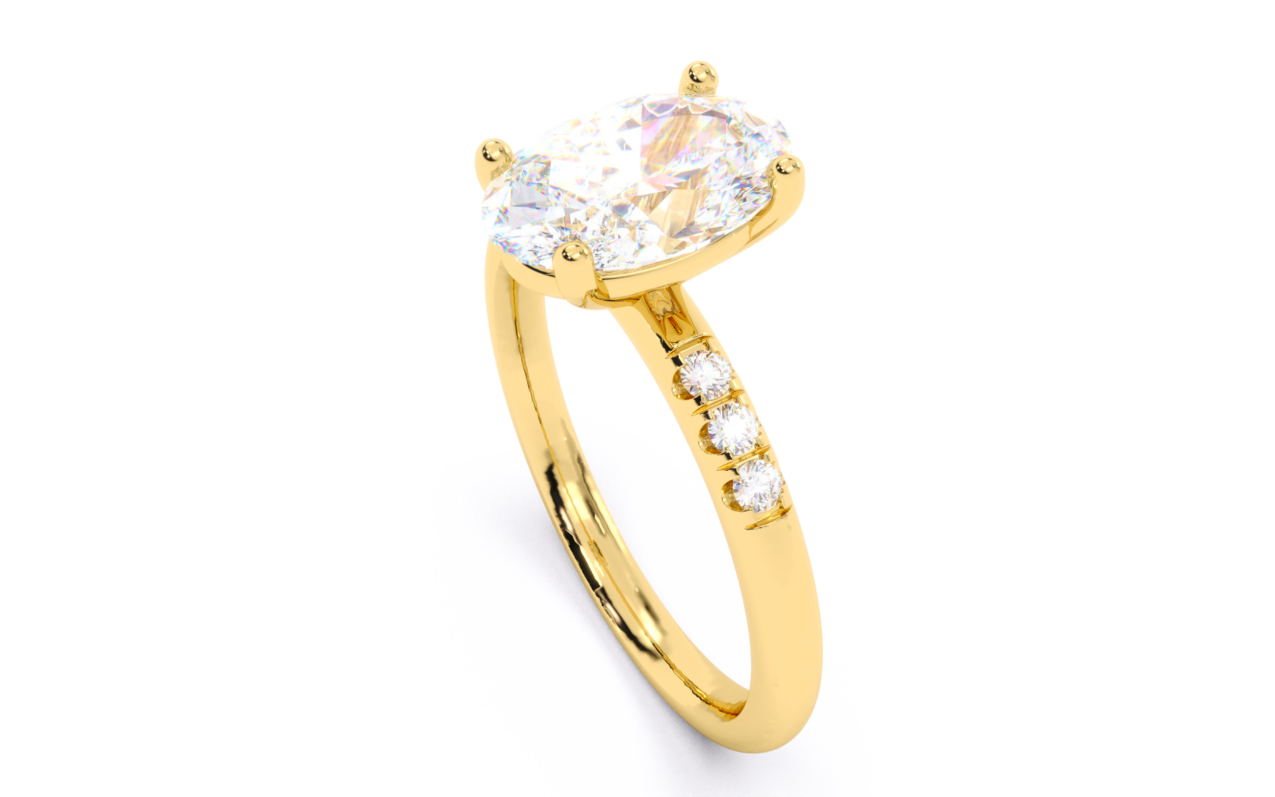 Oval Diamond Pave Setting Solitaire Ring  3D print model_4
