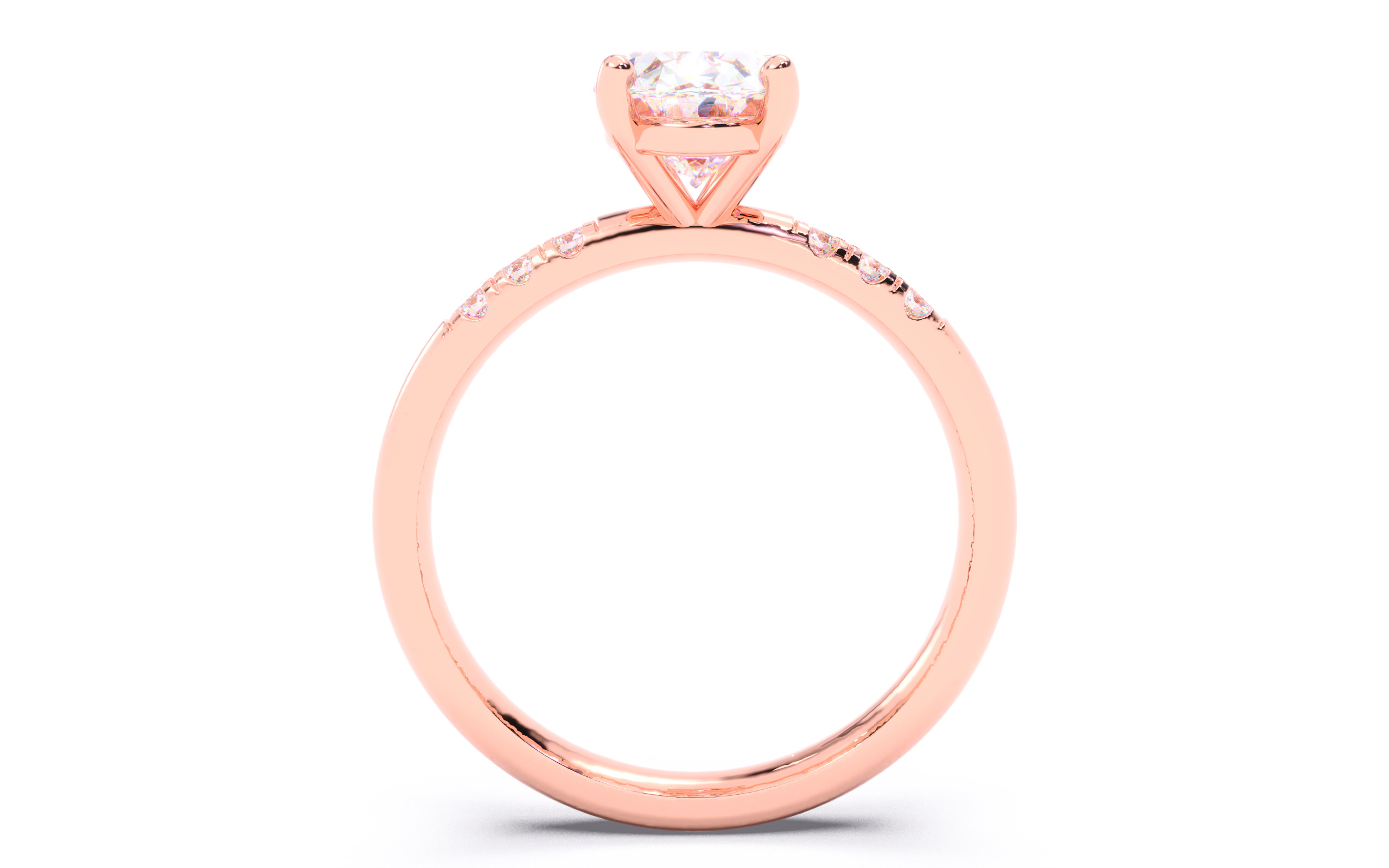 Oval Diamond Pave Setting Solitaire Ring  3D print model_10