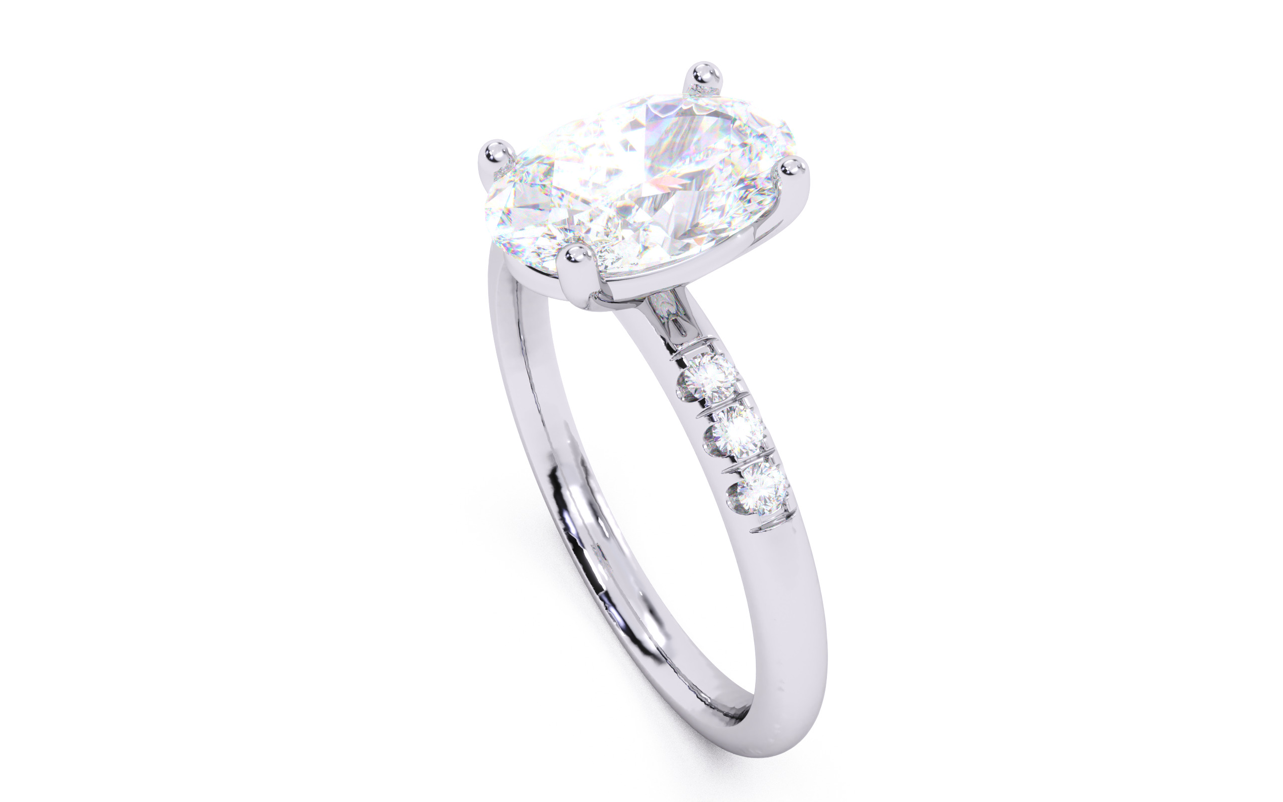 Oval Diamond Pave Setting Solitaire Ring  3D print model_23