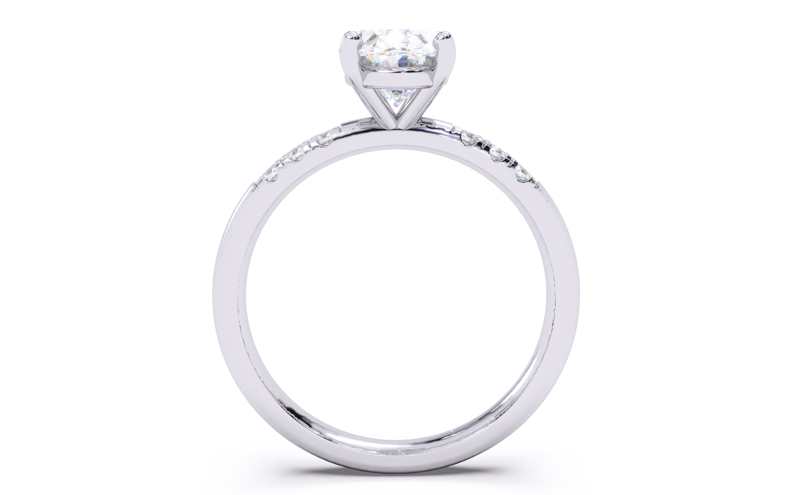 Oval Diamond Pave Setting Solitaire Ring  3D print model_8