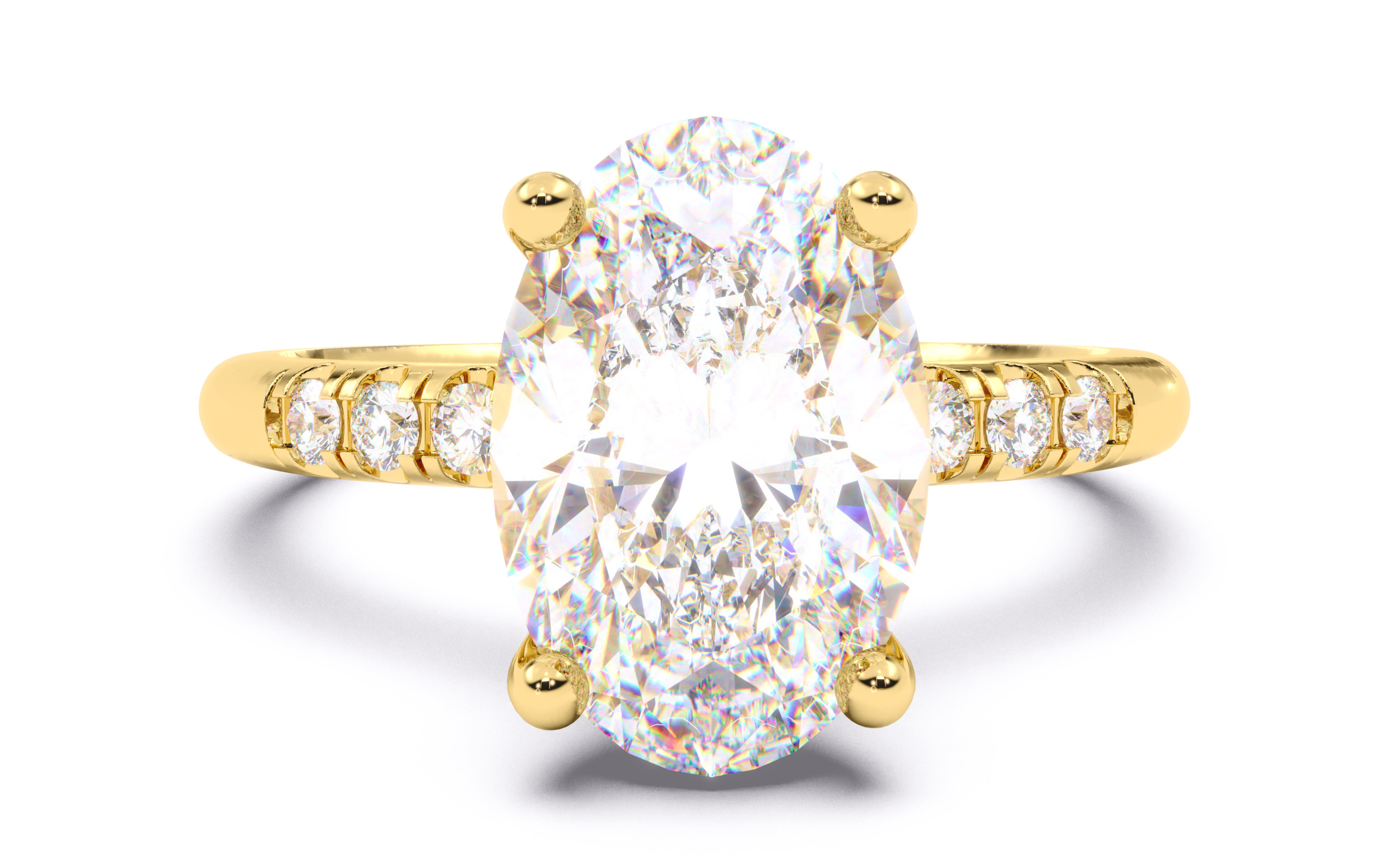 Oval Diamond Pave Setting Solitaire Ring  3D print model_16