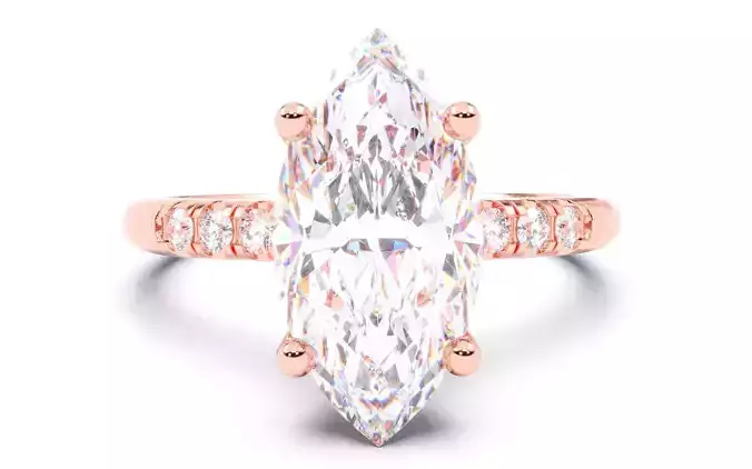 Marquise Diamond Pave Setting Solitaire Ring  3D print model