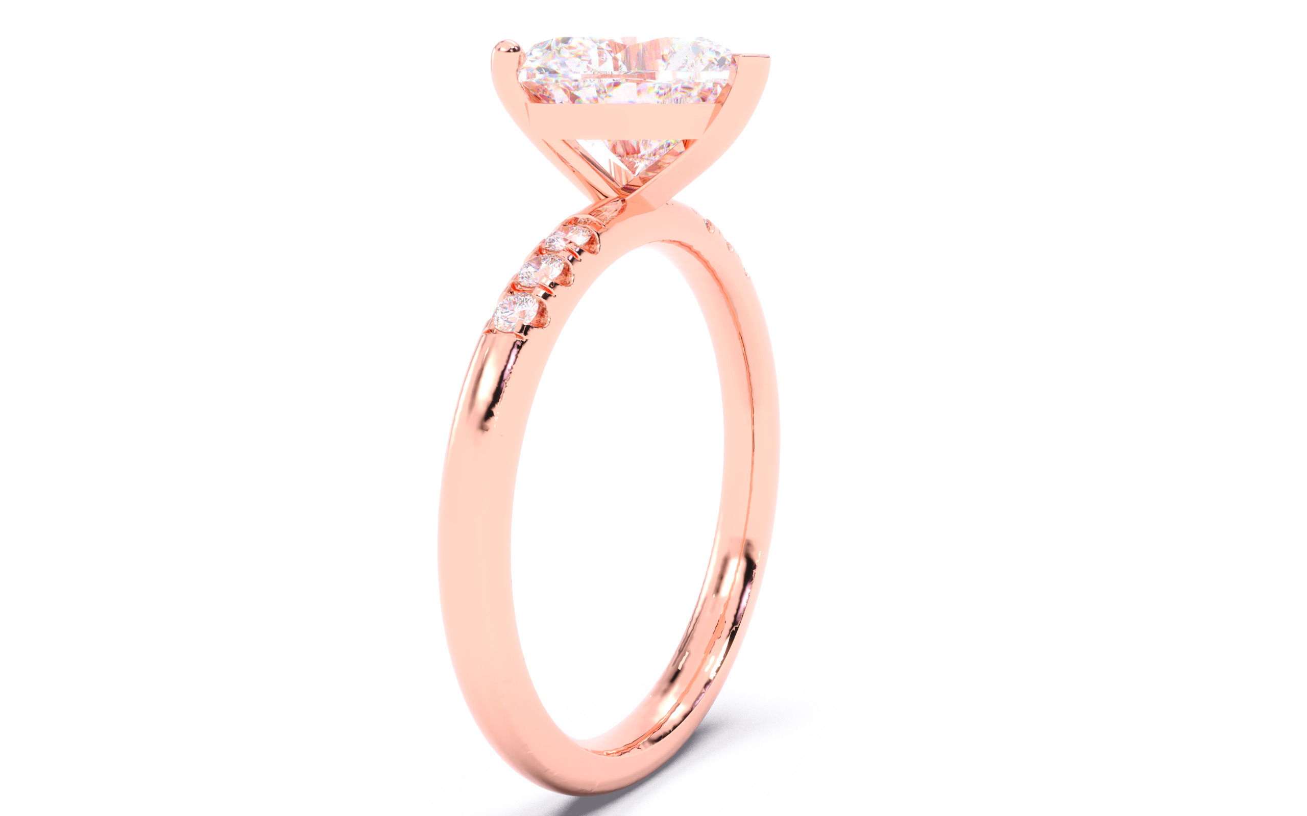 Heart Diamond Pave Setting Solitaire Ring  3D print model_20