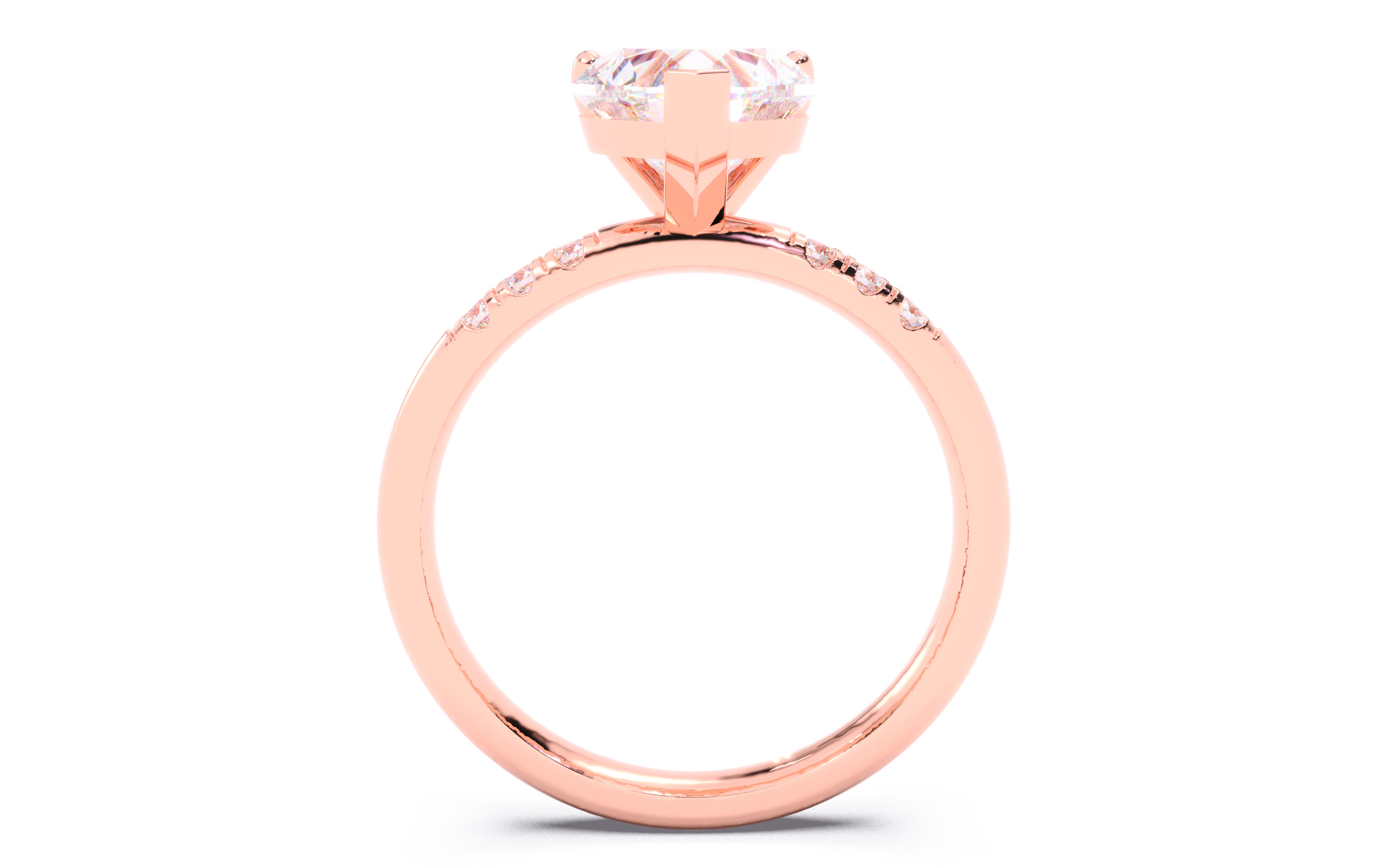 Heart Diamond Pave Setting Solitaire Ring  3D print model_9