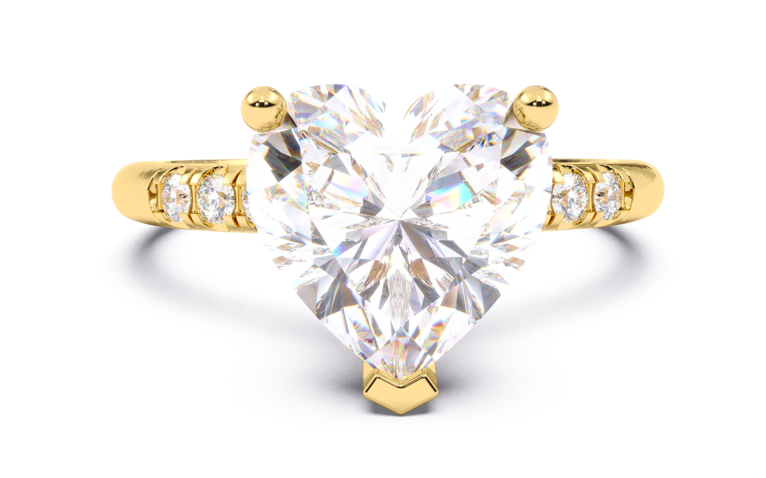 Heart Diamond Pave Setting Solitaire Ring  3D print model_15