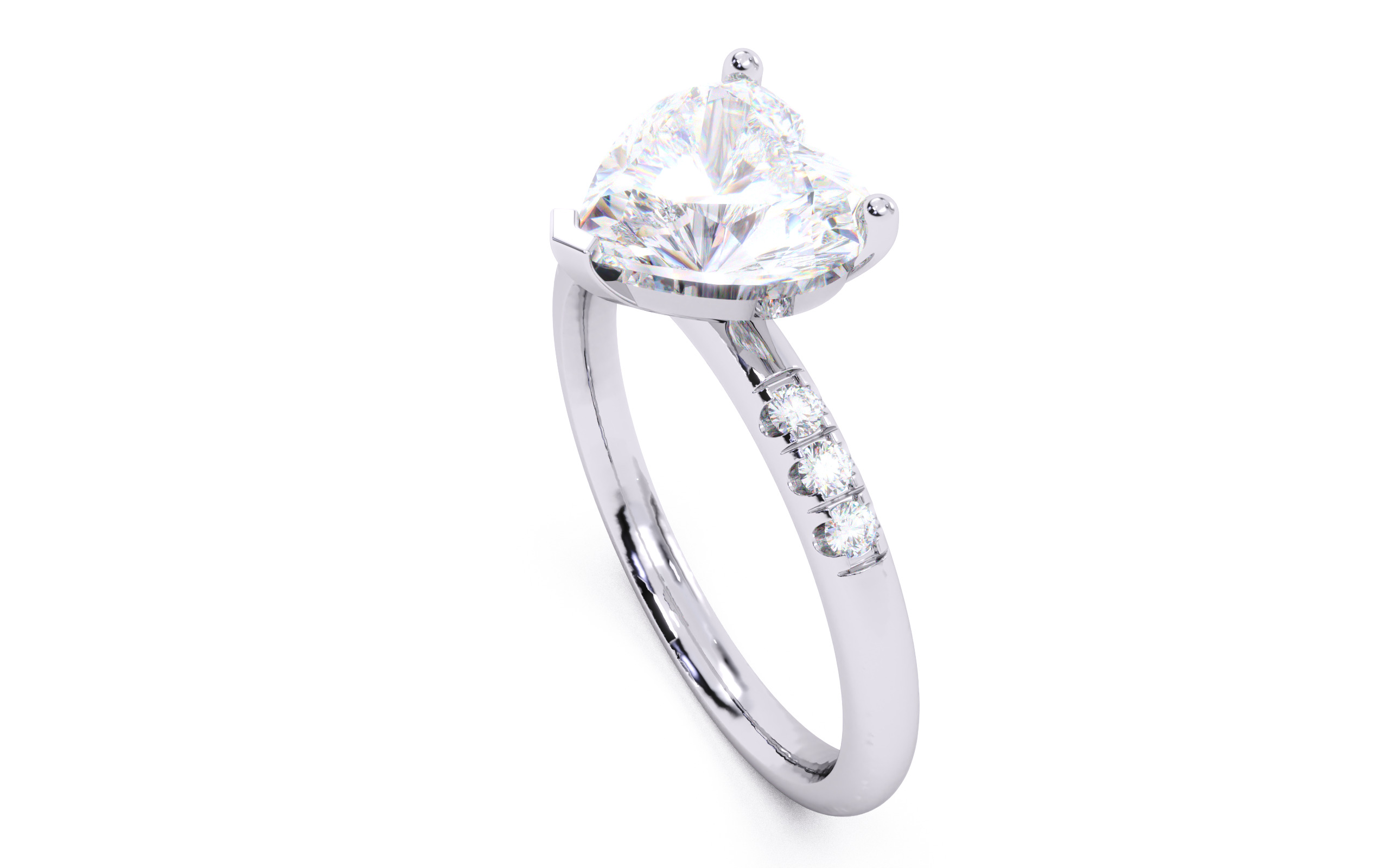 Heart Diamond Pave Setting Solitaire Ring  3D print model_18