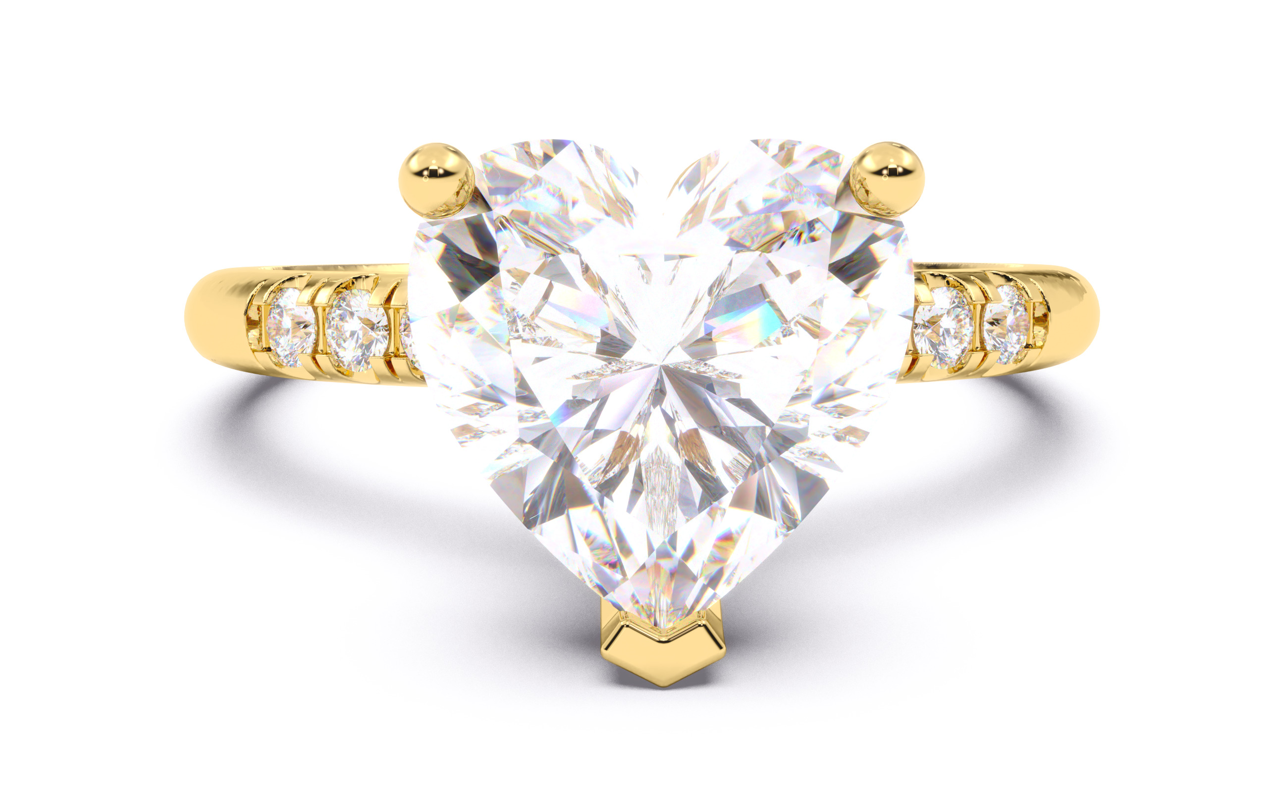 Heart Diamond Pave Setting Solitaire Ring  3D print model_24