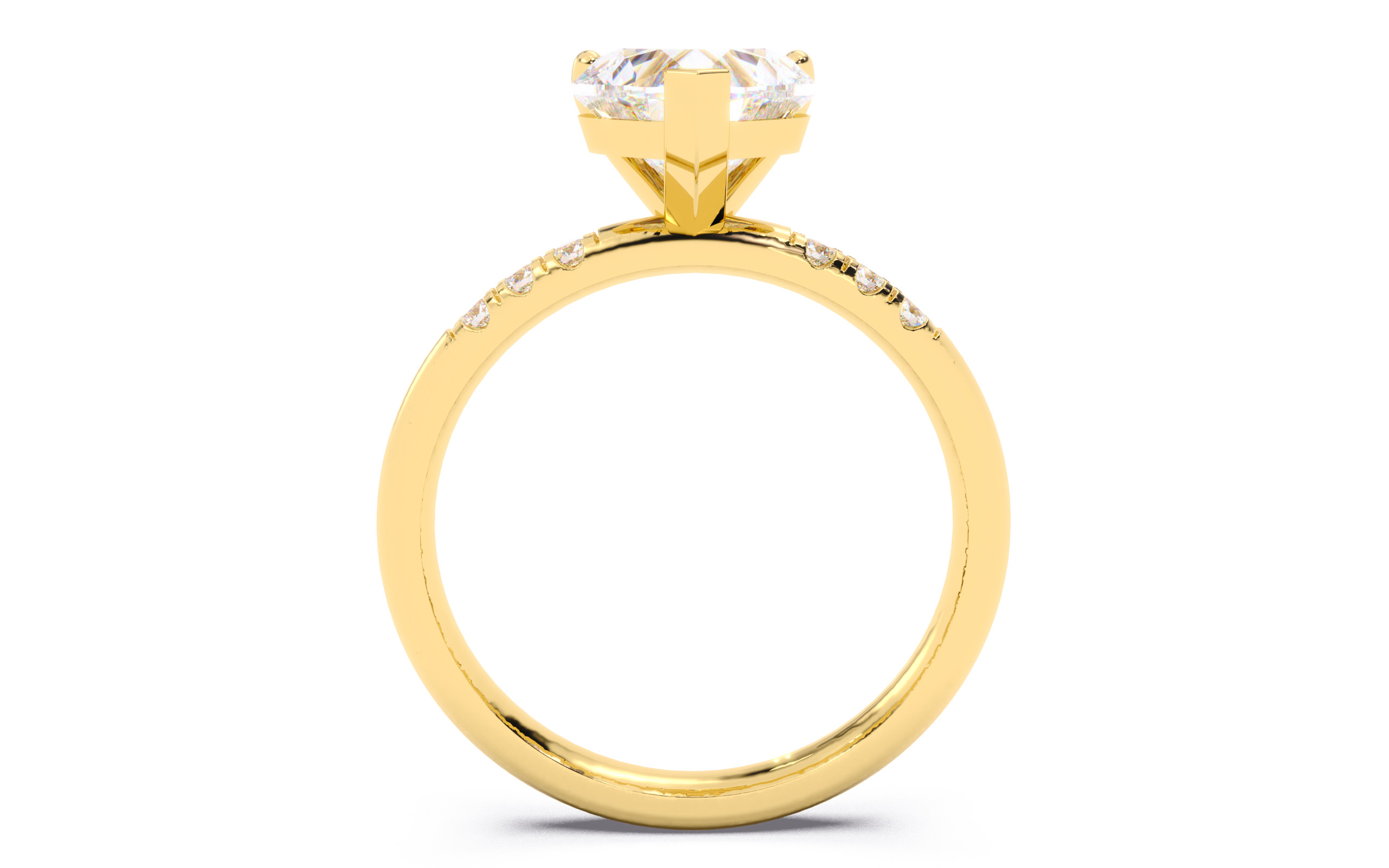 Heart Diamond Pave Setting Solitaire Ring  3D print model_5
