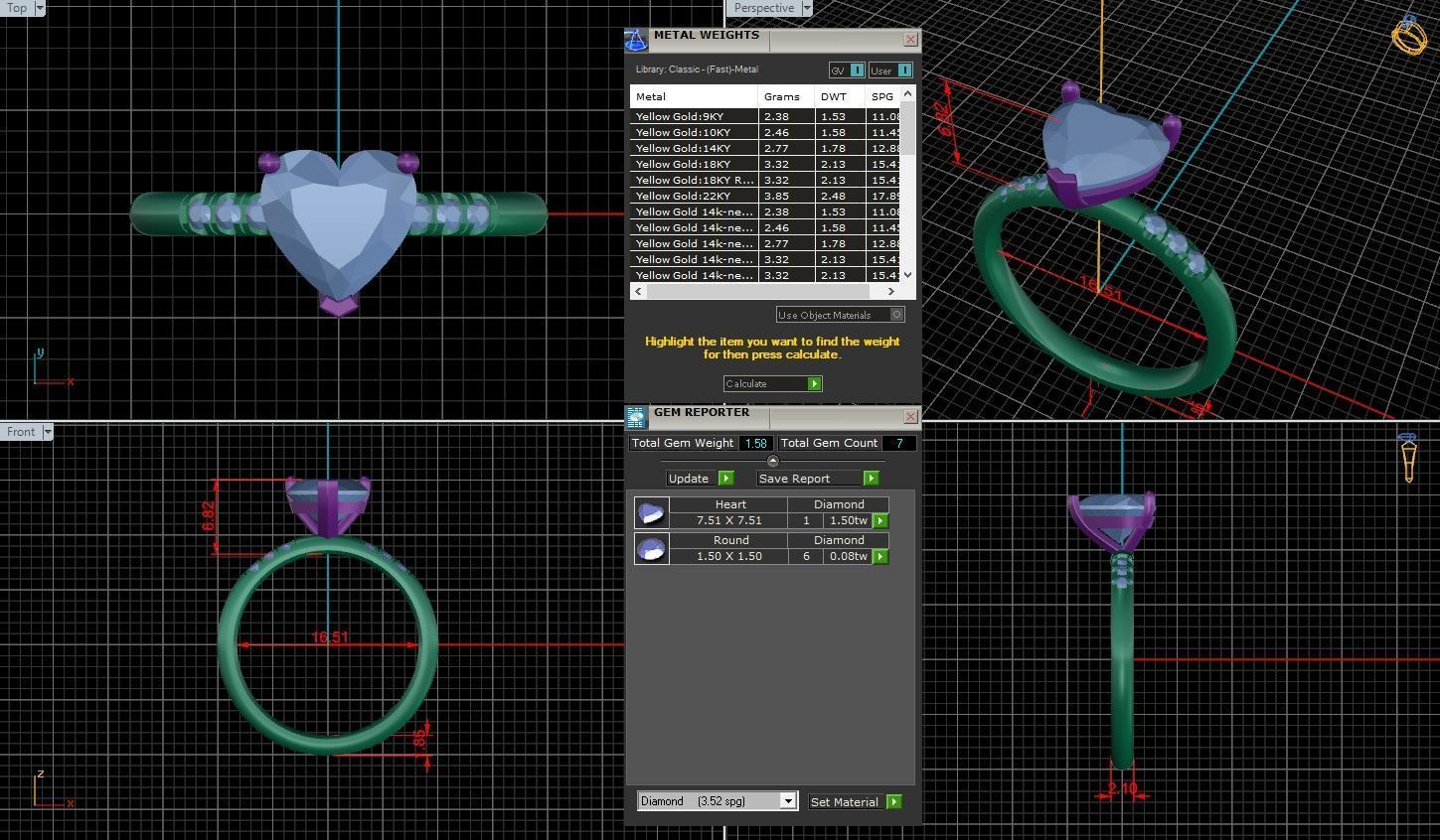 Heart Diamond Pave Setting Solitaire Ring  3D print model_1