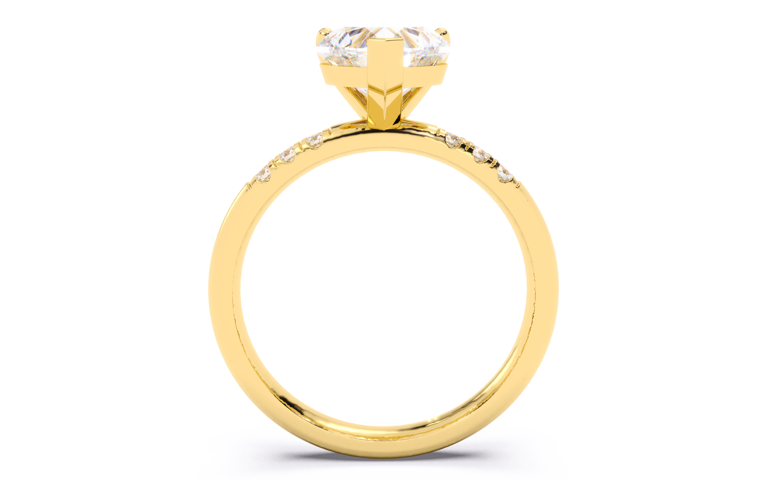 Heart Diamond Pave Setting Solitaire Ring  3D print model_6