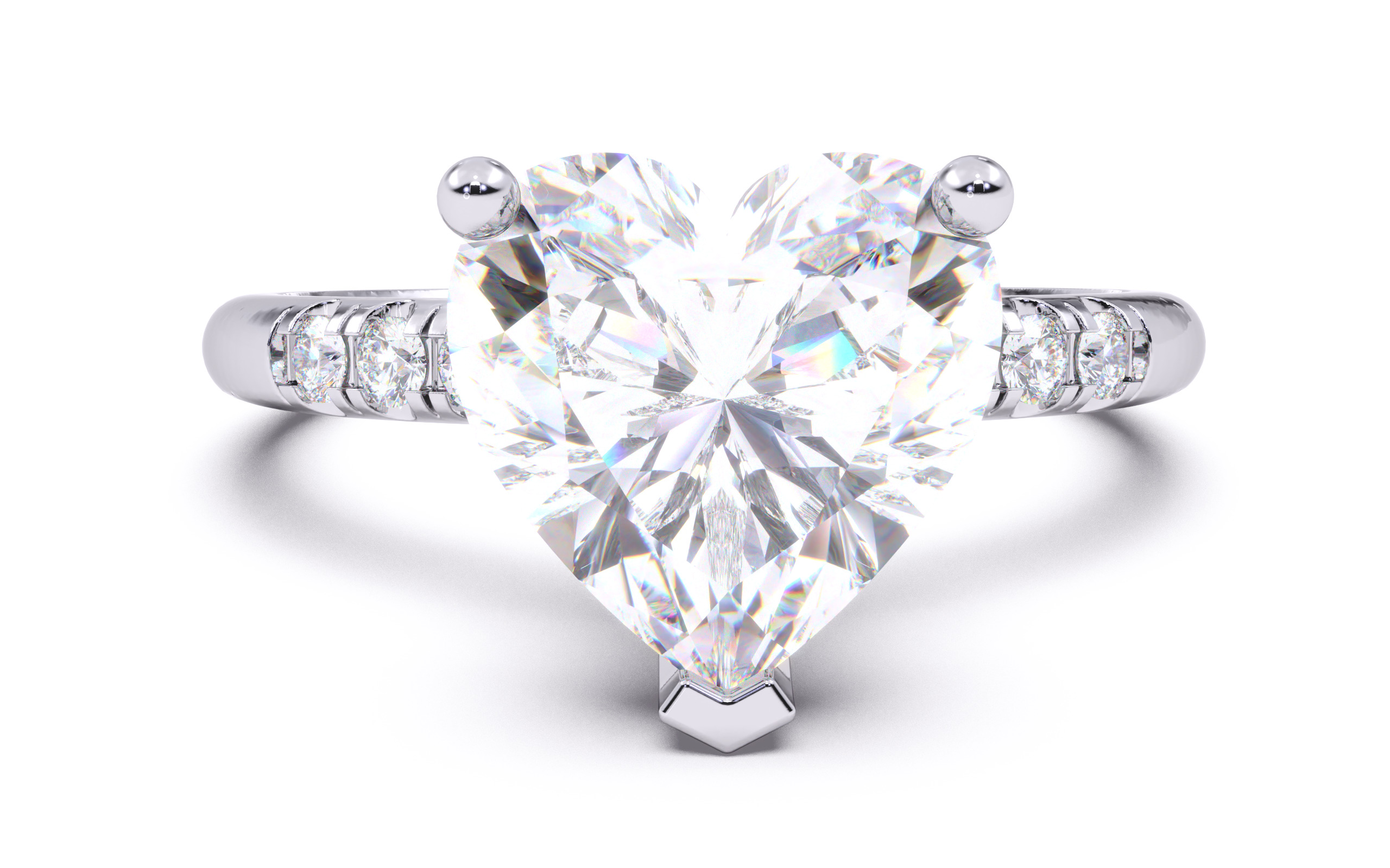 Heart Diamond Pave Setting Solitaire Ring  3D print model_14