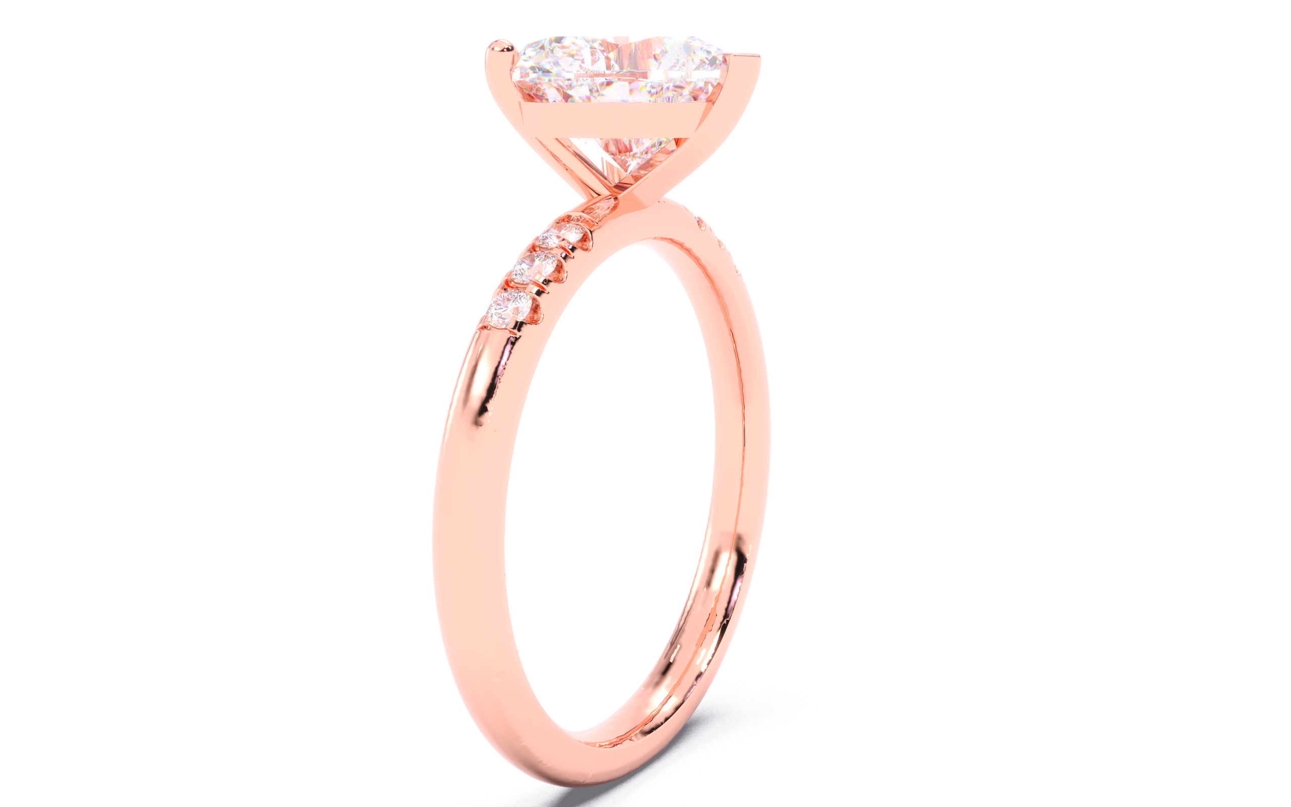Heart Diamond Pave Setting Solitaire Ring  3D print model_19