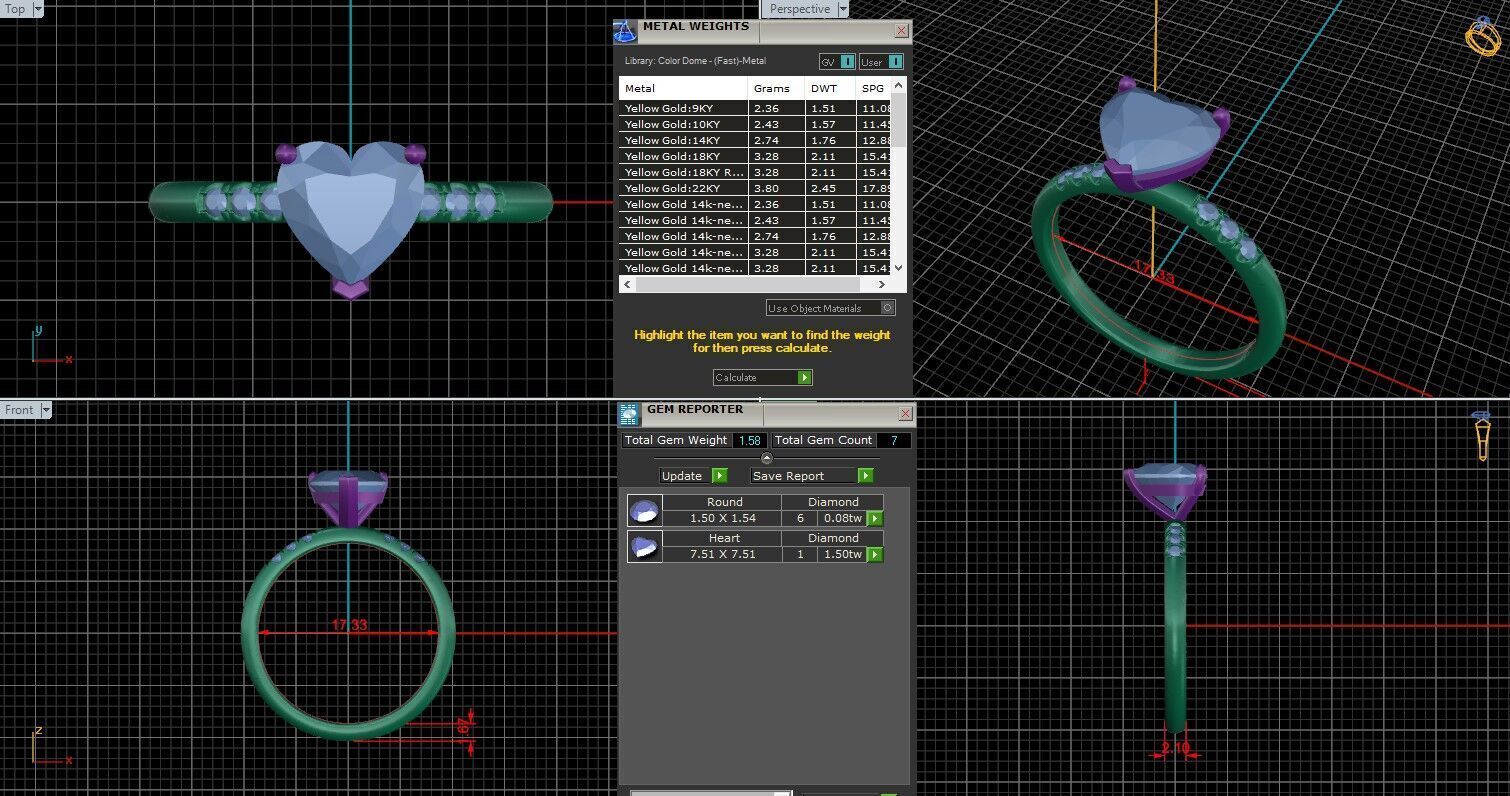 Heart Diamond Pave Setting Solitaire Ring  3D print model_25