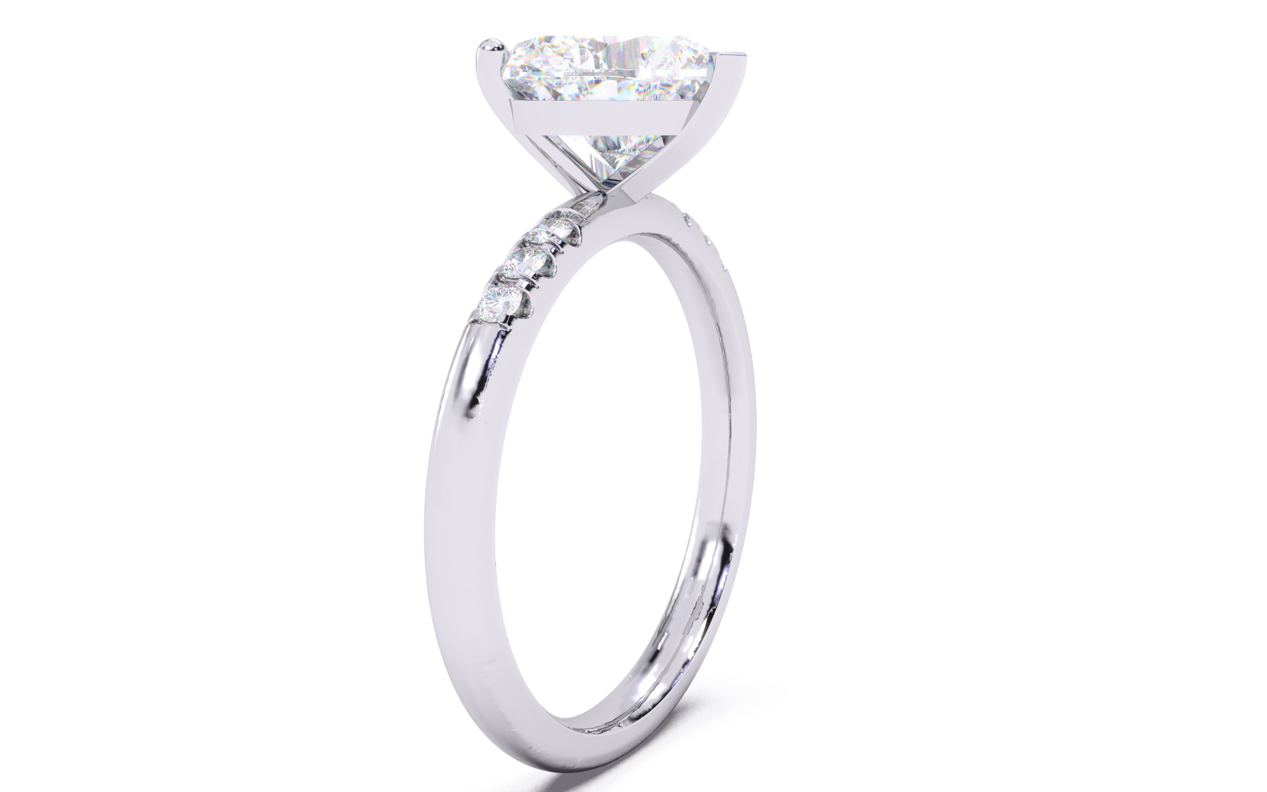 Heart Diamond Pave Setting Solitaire Ring  3D print model_16