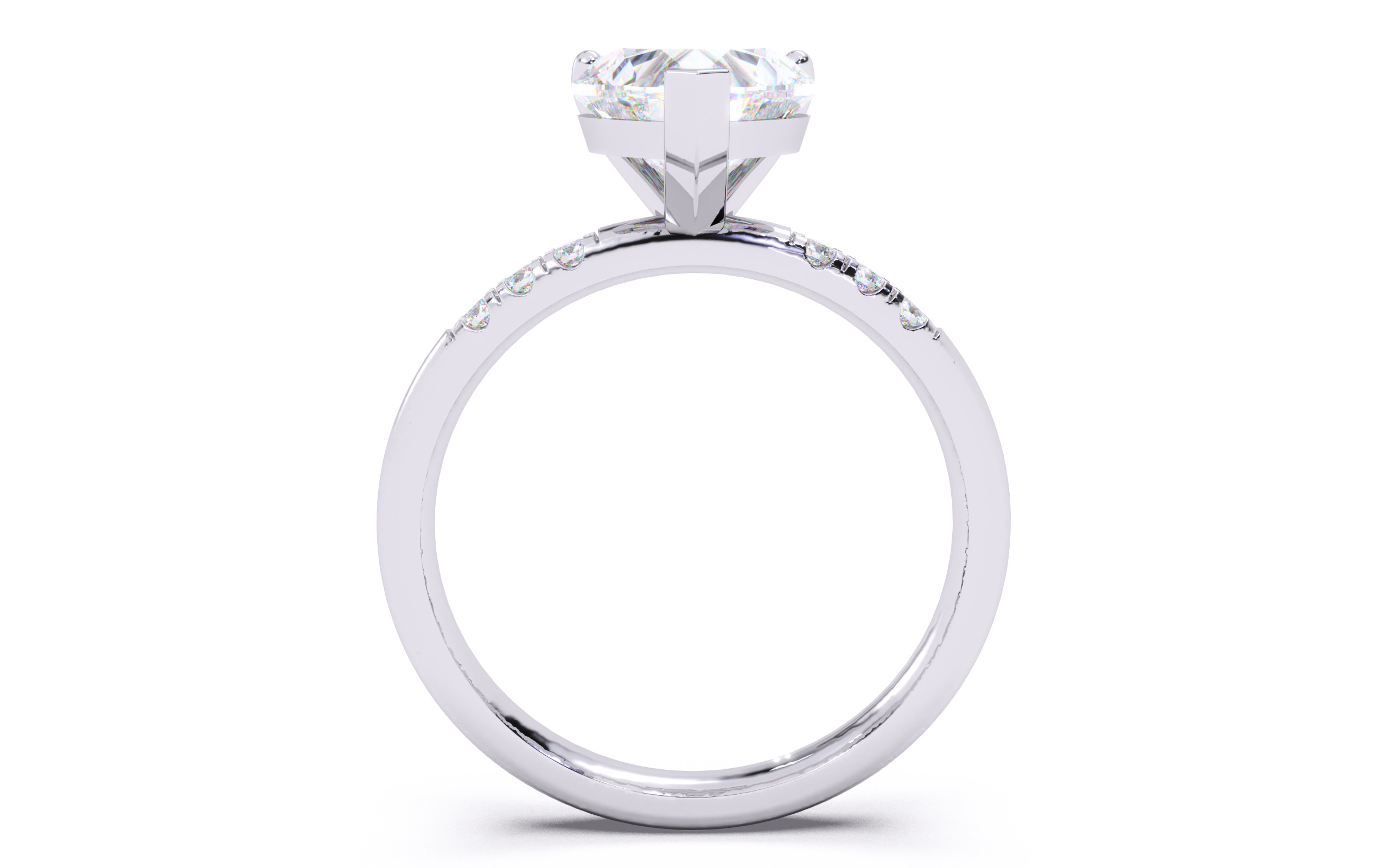 Heart Diamond Pave Setting Solitaire Ring  3D print model_8