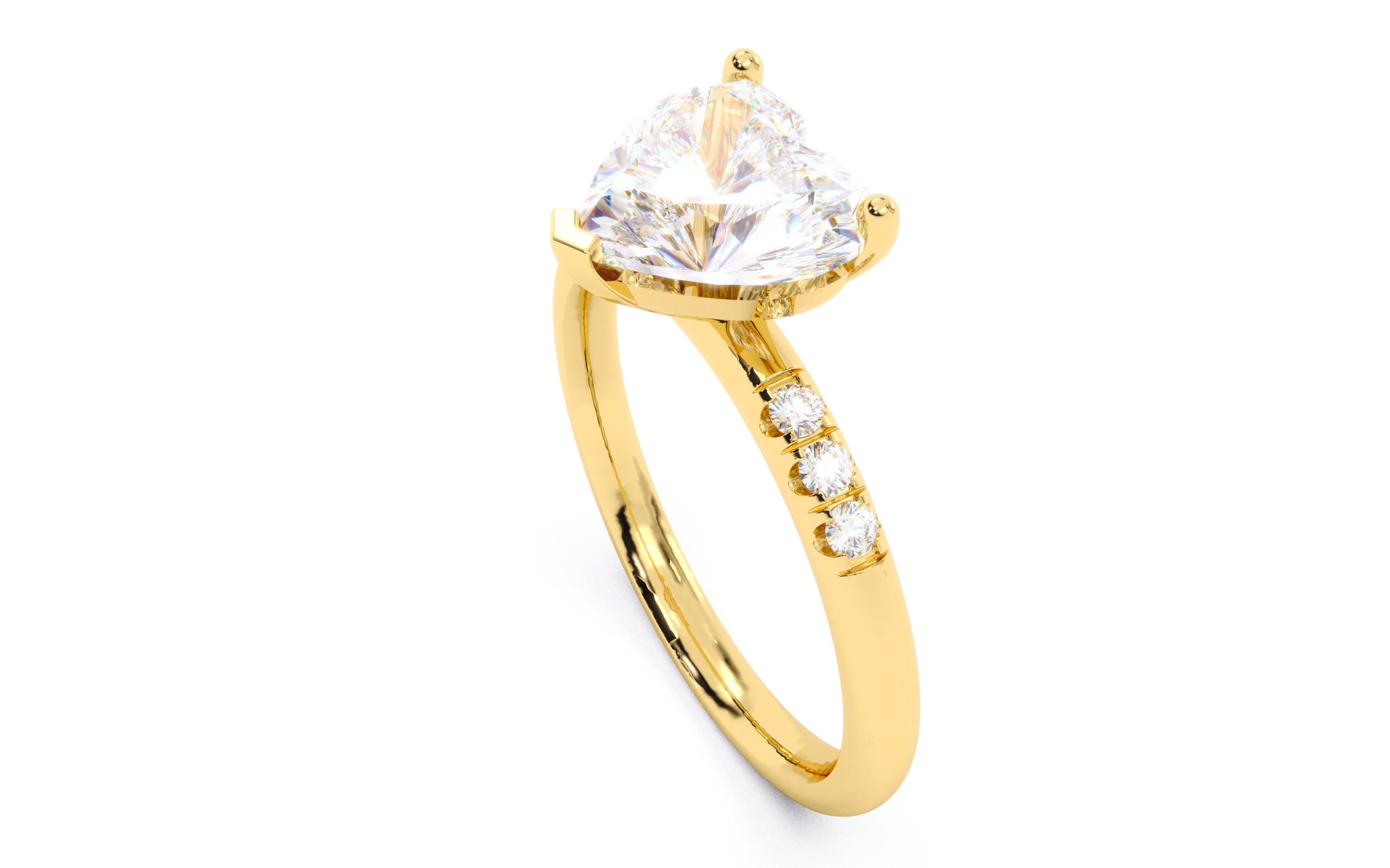 Heart Diamond Pave Setting Solitaire Ring  3D print model_3