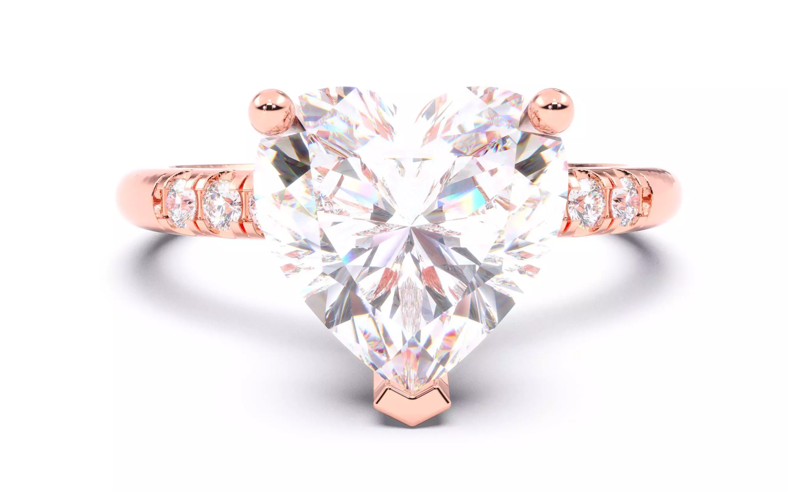 Heart Diamond Pave Setting Solitaire Ring  3D print model_0